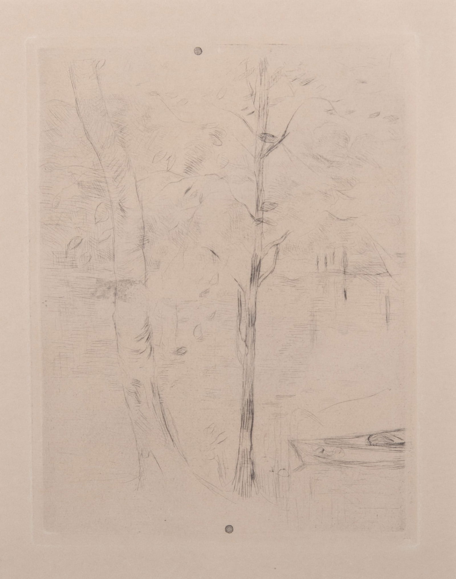 Berthe Morisot, French (1841-1895), Jardin de Mezy, Bord du Lac, ca 1880-90, etching (1 of 5)