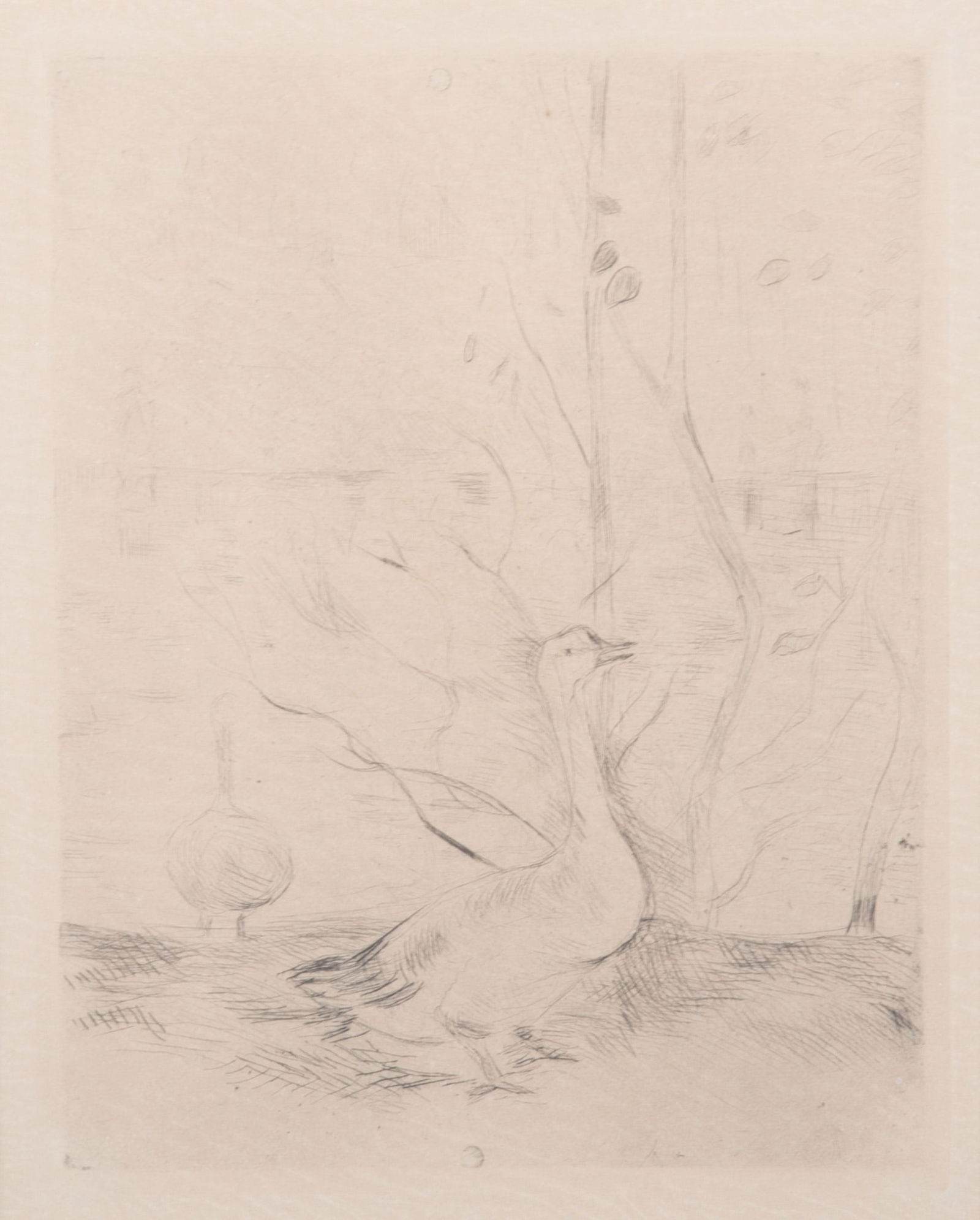 Berthe Morisot, French (1841-1895), Les Oies, Lac du Bois de Boulogne, etching with drypoint (1 of 5)