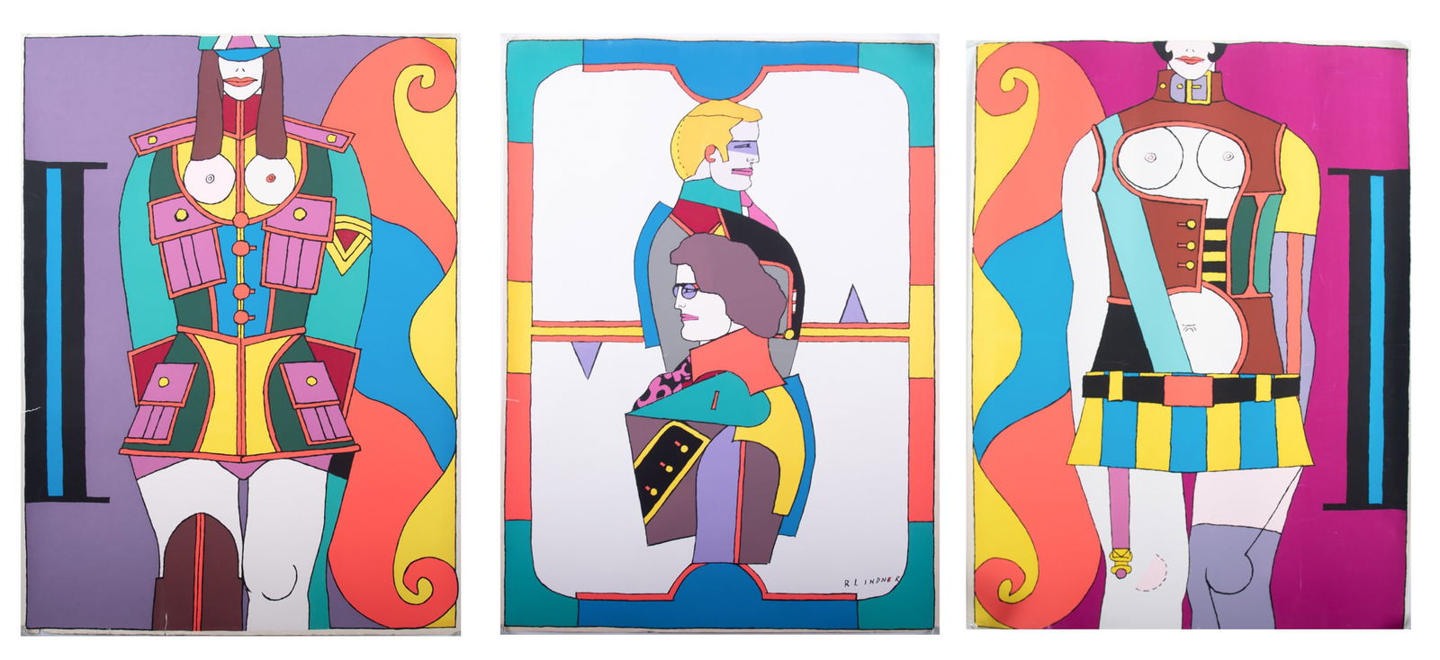 Richard Lindner, German / American (1901-1978), Changing Sexuality, Triptych, 1973, three serigraphs (1 of 5)