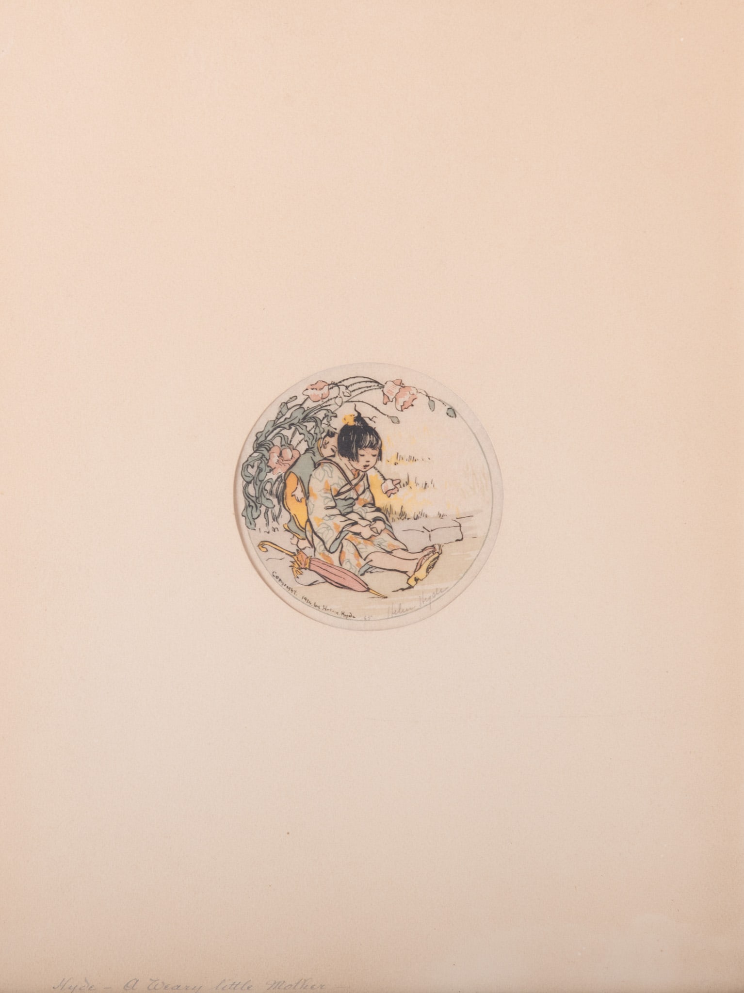 Helen Hyde, (1868-1919), Weary Little Mother, 1914, color woodcut (1 of 4)