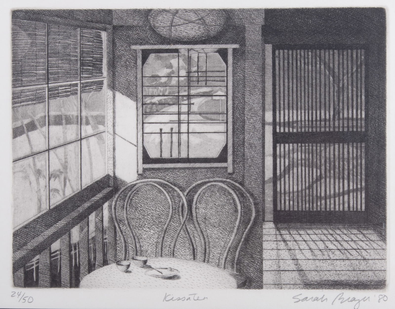 Sarah Brayer, New York (1957-), Kissaten, 1980, aquatint (1 of 5)