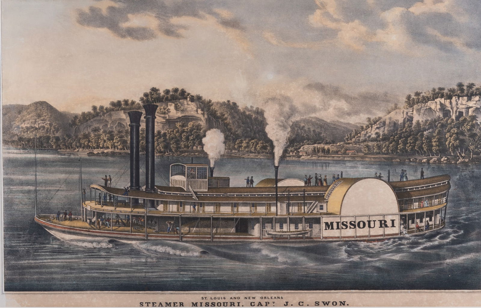 Wild, John Caspar (1804-1846). St. Louis and New Orleans, Steamer Missouri, Capt. J. C. Swon (1 of 5)