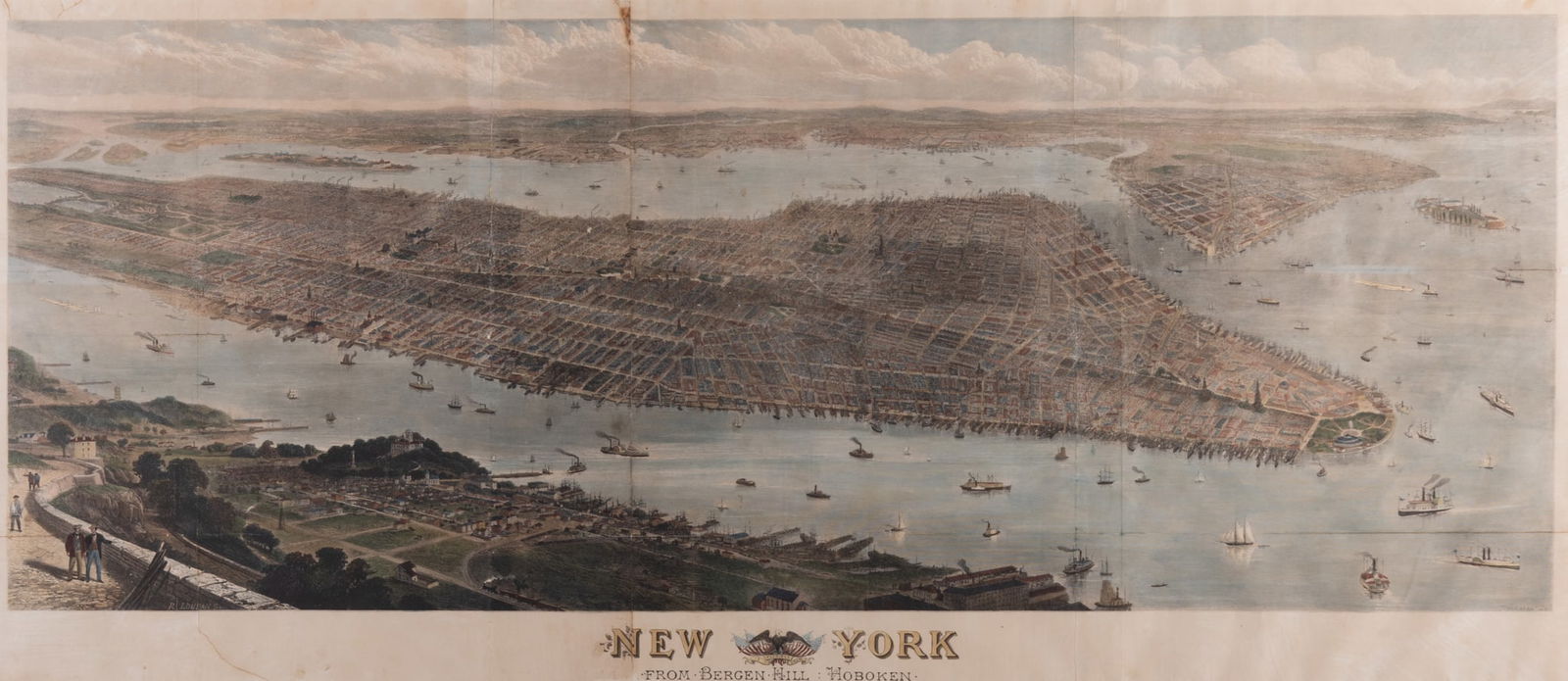 Sulman, Thomas; Robert Loudan (engraver). New York from Bergen Hill: Hoboken, London, 1876 (1 of 6)
