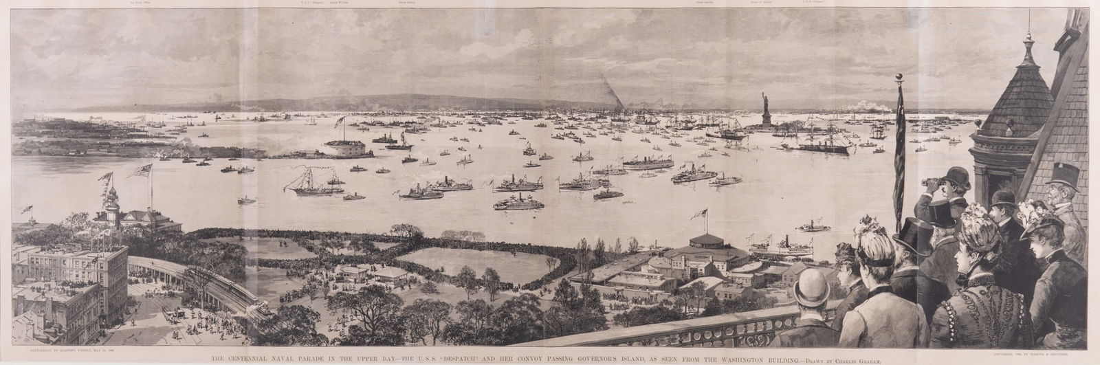 Graham, Charles. Harper & Brothers (Publishers), 1889. The Centennial Naval Parade in the Upper Bay (1 of 5)