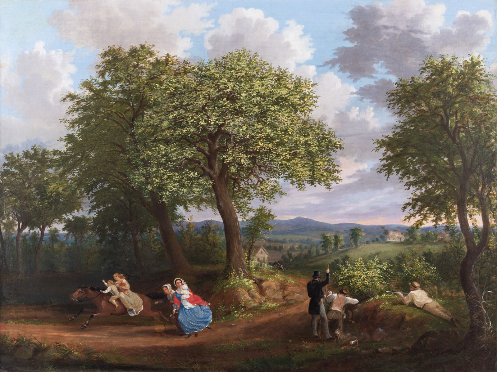 American School Circa 1860, The Raiders, oil on canvas (1 of 8)