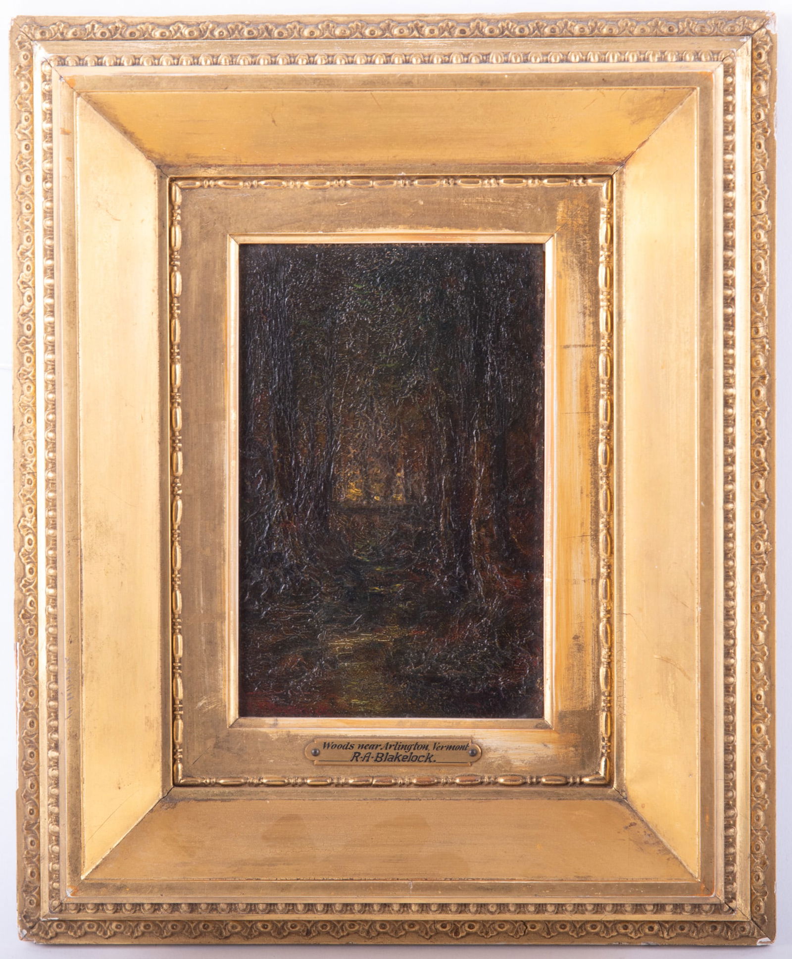 Ralph Albert Blakelock, New York/California (1847-1919), Woods Near Arlington, VT, oil on wood panel (1 of 5)