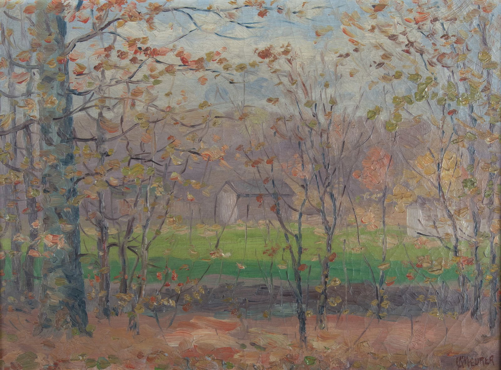 Charles Alfred Meurer, German/American (1865-1955), Autumn Landscape, oil on canvas (1 of 4)