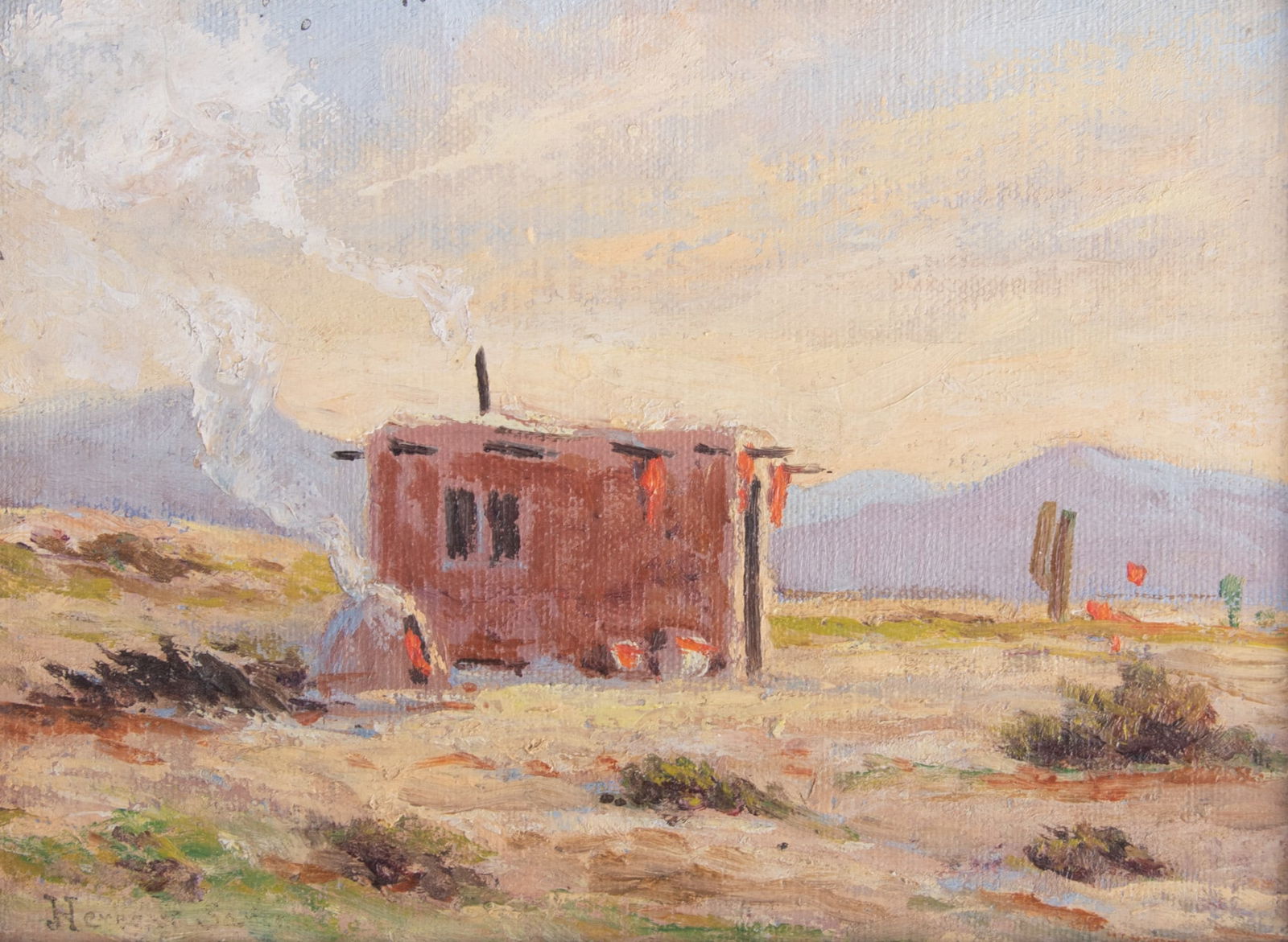 Herbert Sartelle, 1885-1955, Desert Scene, oil on board (1 of 4)