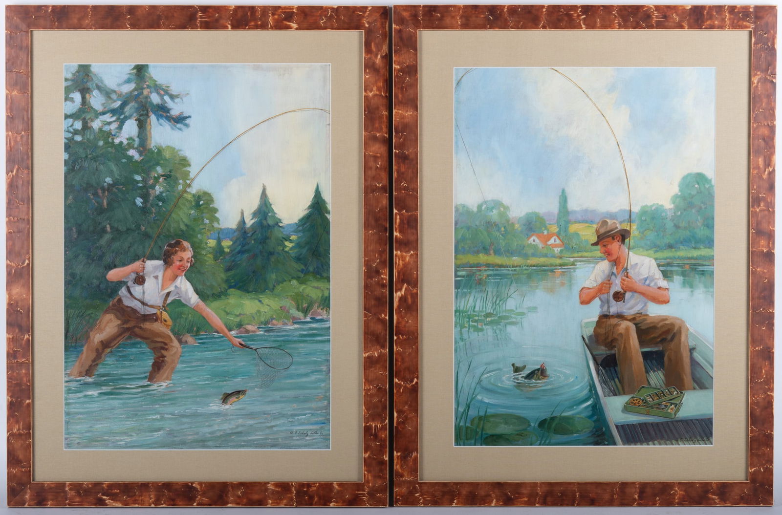 A. C. Schulz Litho. Co., Two Fly Fishing Advertising Illustrations for the C. J. Frost Fishing (1 of 4)