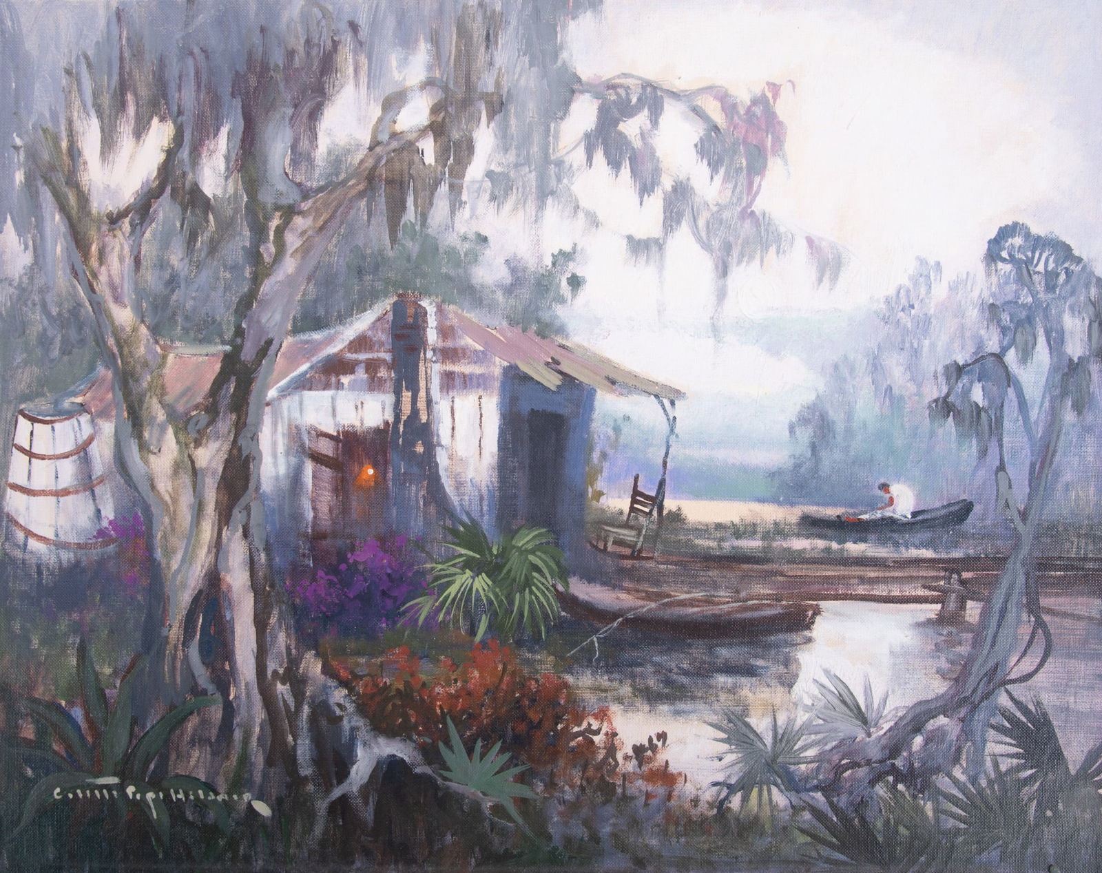 Colette Pope Heldner, New Orleans (1902-1990), Swamp Idyl, oil on canvas board (1 of 5)