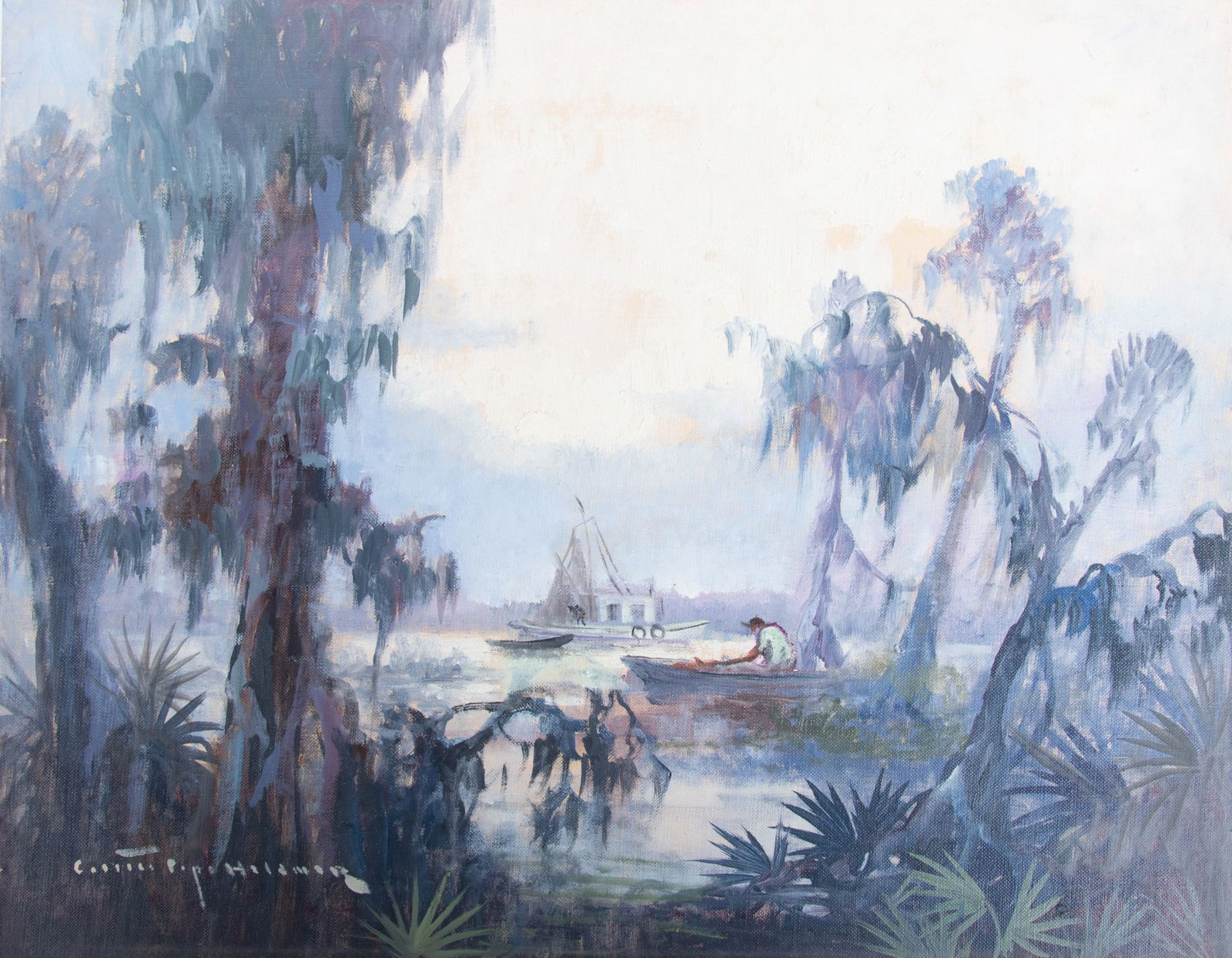 Colette Pope Heldner, New Orleans (1902-1990), Swamp Idyl, oil on canvas board (1 of 5)