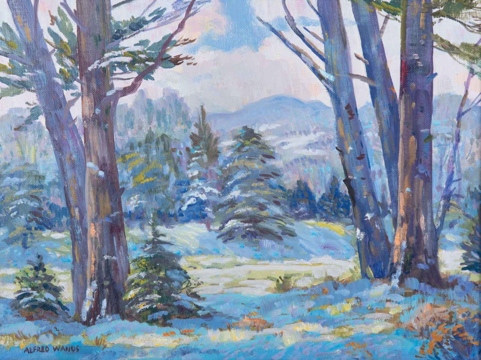 Alfred James Wands, Ohio (1904-1998), Mountain Landscape, oil on canvasboard: Alfred James WandsOhio, (1904-1998)Mountain Landscapeoil on canvasboardsigned lower left, framed.12 x 16 inches; 15 x 18 1/2 inches (overall with frame)