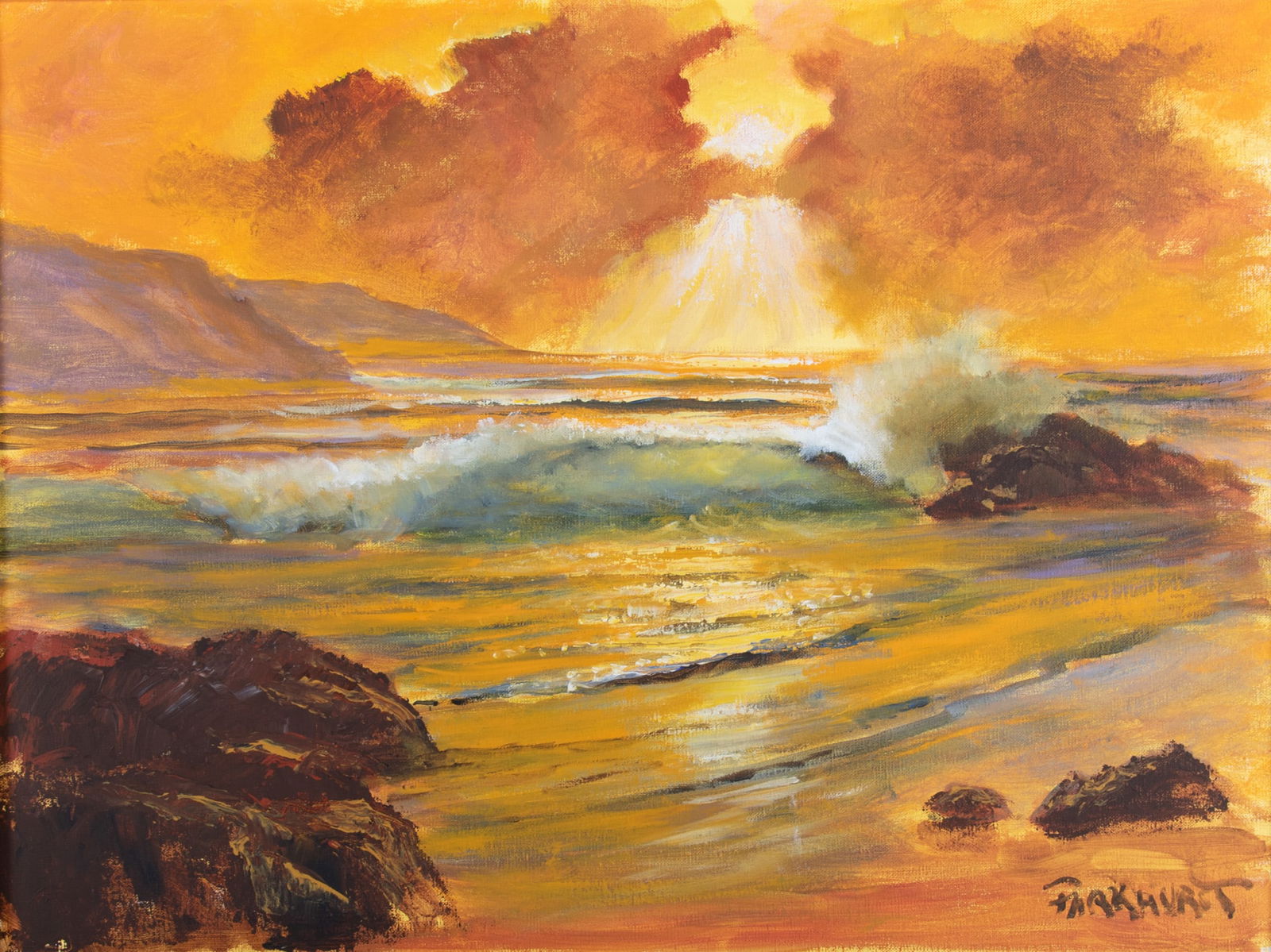 Violet Parkhurst, American 1921-2008, Seascape, oil on canvas (1 of 5)