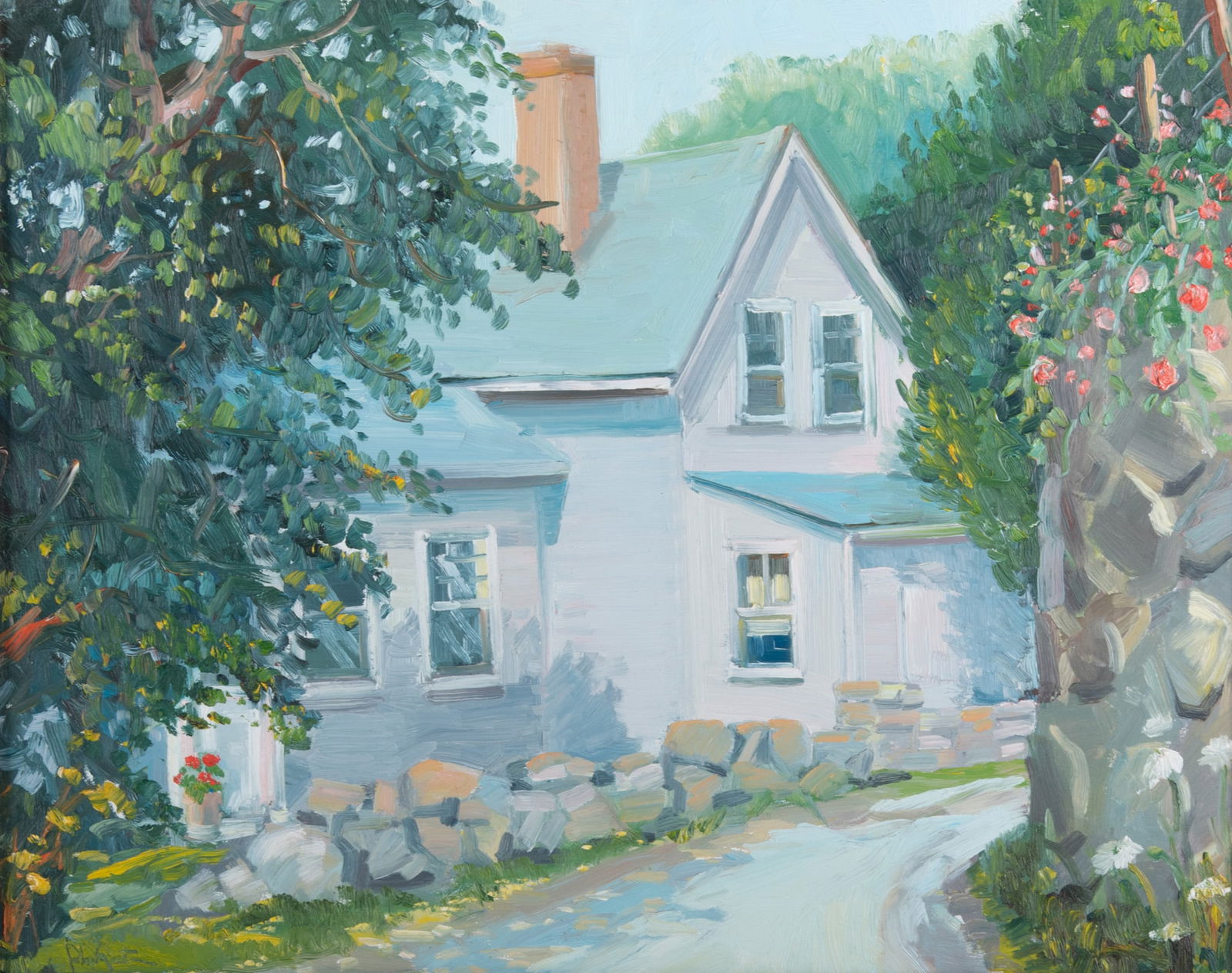 John Nesta, 1945-2017, Rocky Neck, oil on board: John Nesta1945-2017Rocky Neckoil on boardSigned lower left and on verso, title on verso. Framed16 x 20 inches; 24 1/4 x 28 1/4 inches (overall with frame)