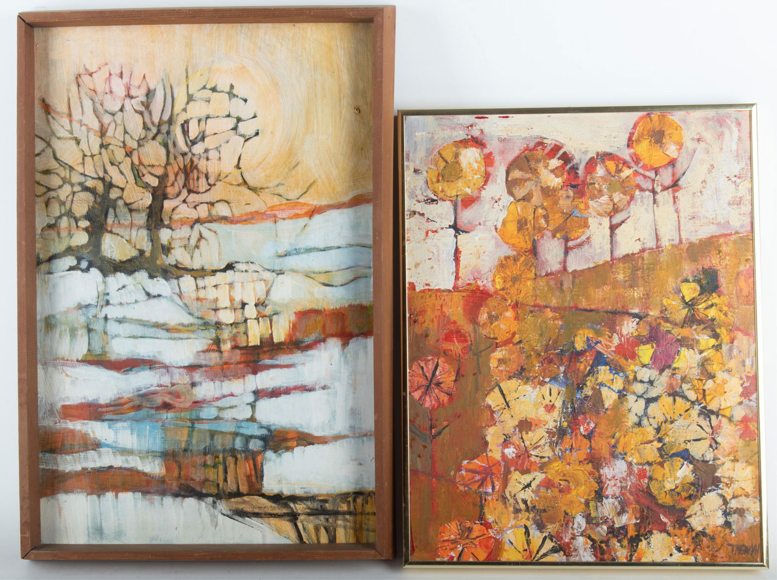 Leslie Trewyn, Wisconsin (1941-2017), Echoes with the Chair, mixed media on canvas and board (1 of 3)