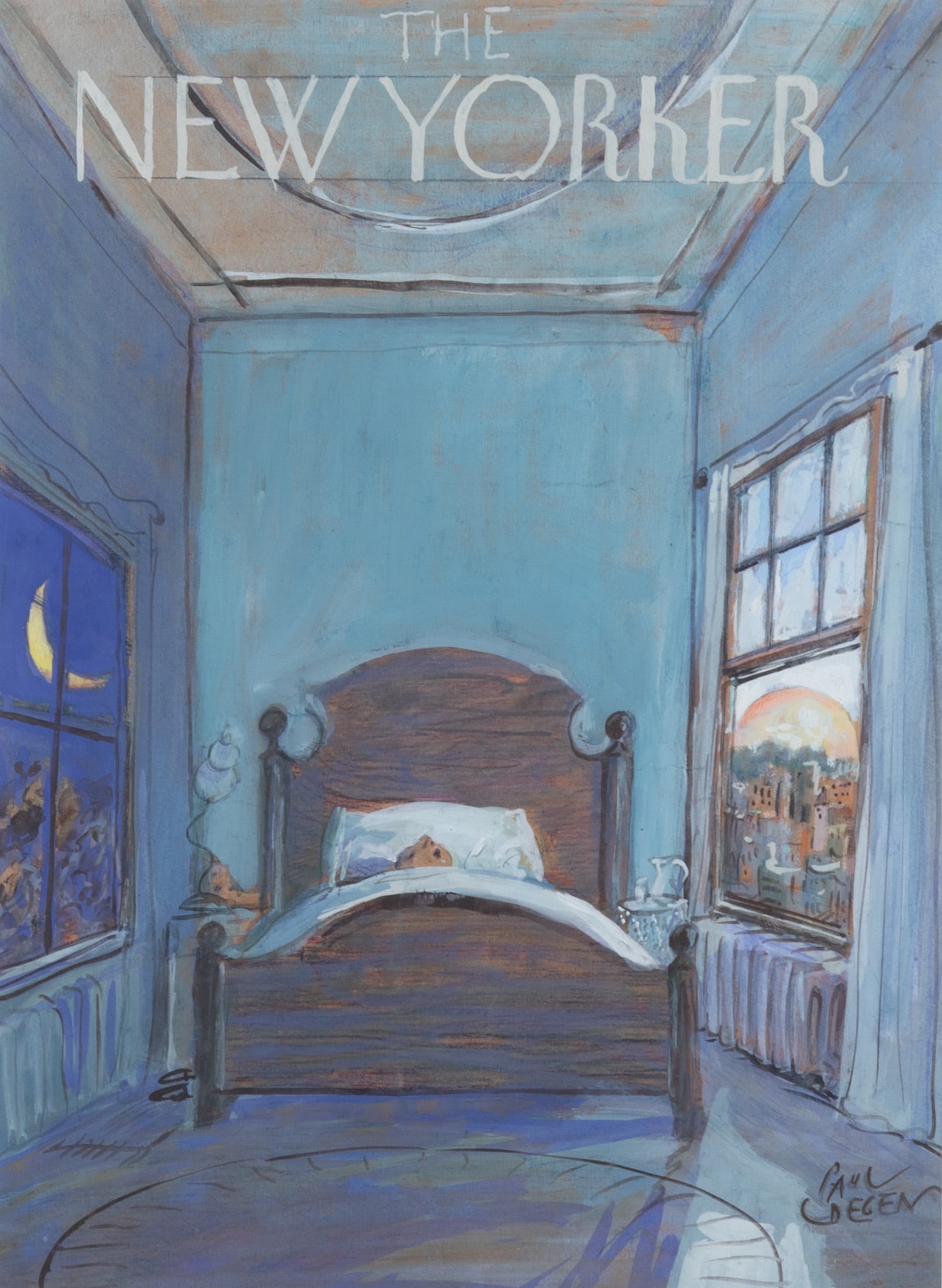 Paul Degen, New York (1941-2007), Cover Illustration for the New Yorke Magazine, watercolor and: Paul DegenNew York, (1941-2007)Cover Illustration for the New Yorke Magazinewatercolor and gouache on papersigned lower right, framed.14 x 10 inches (visible); 22 1/2 x 18 1/4 inches (overall with fra