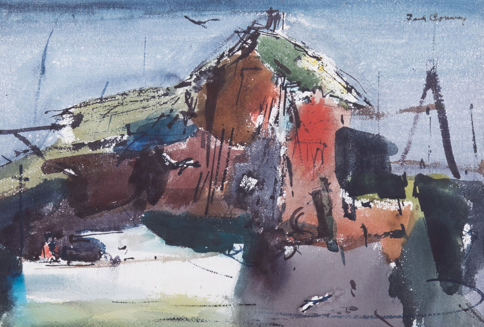 Fred Conway, Missouri (1900-1973), Boat House, watercolor on paper (1 of 4)