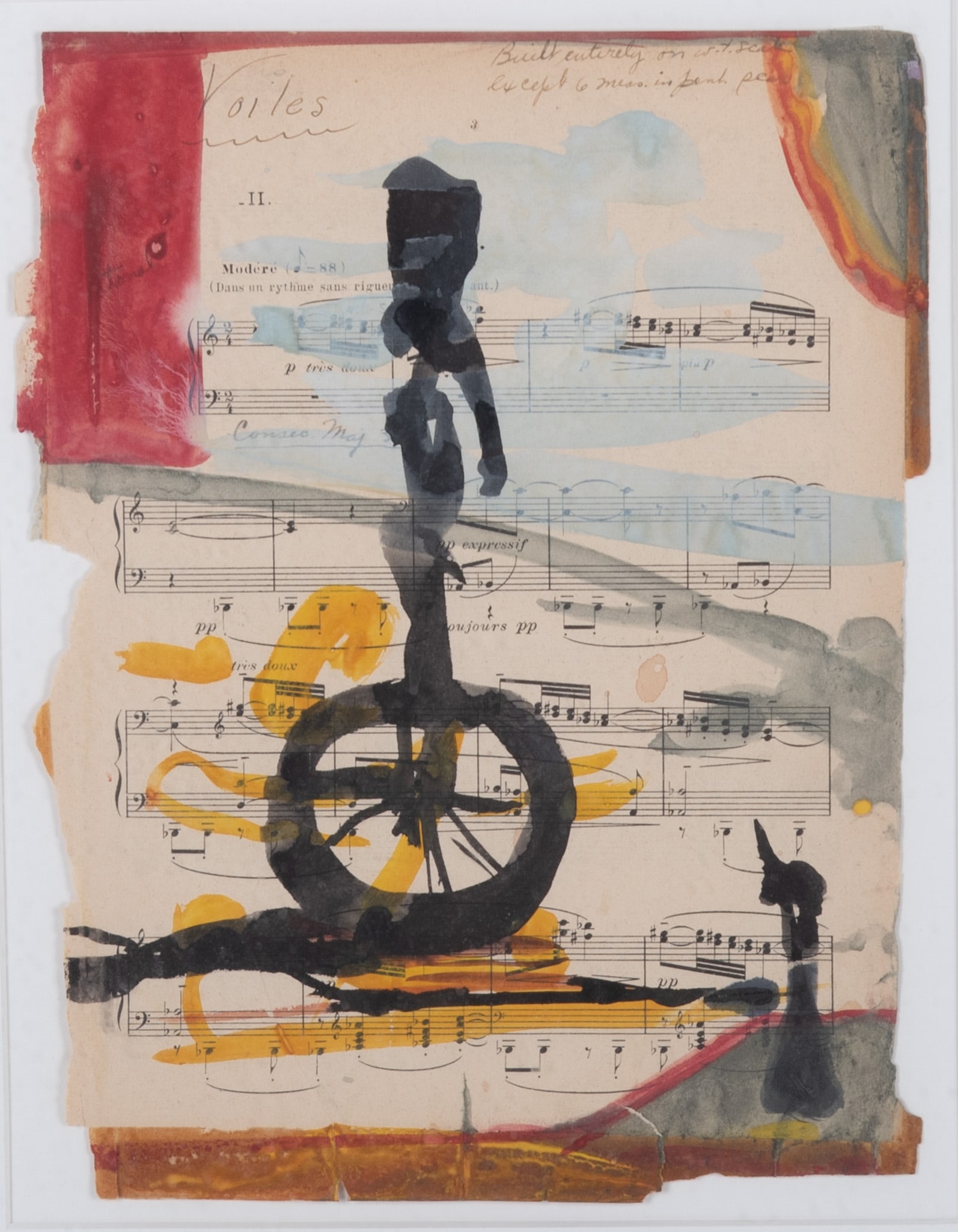 Michael Byron, Indiana (b. 1954), Untitled, ink and watercolor on sheet music (1 of 4)