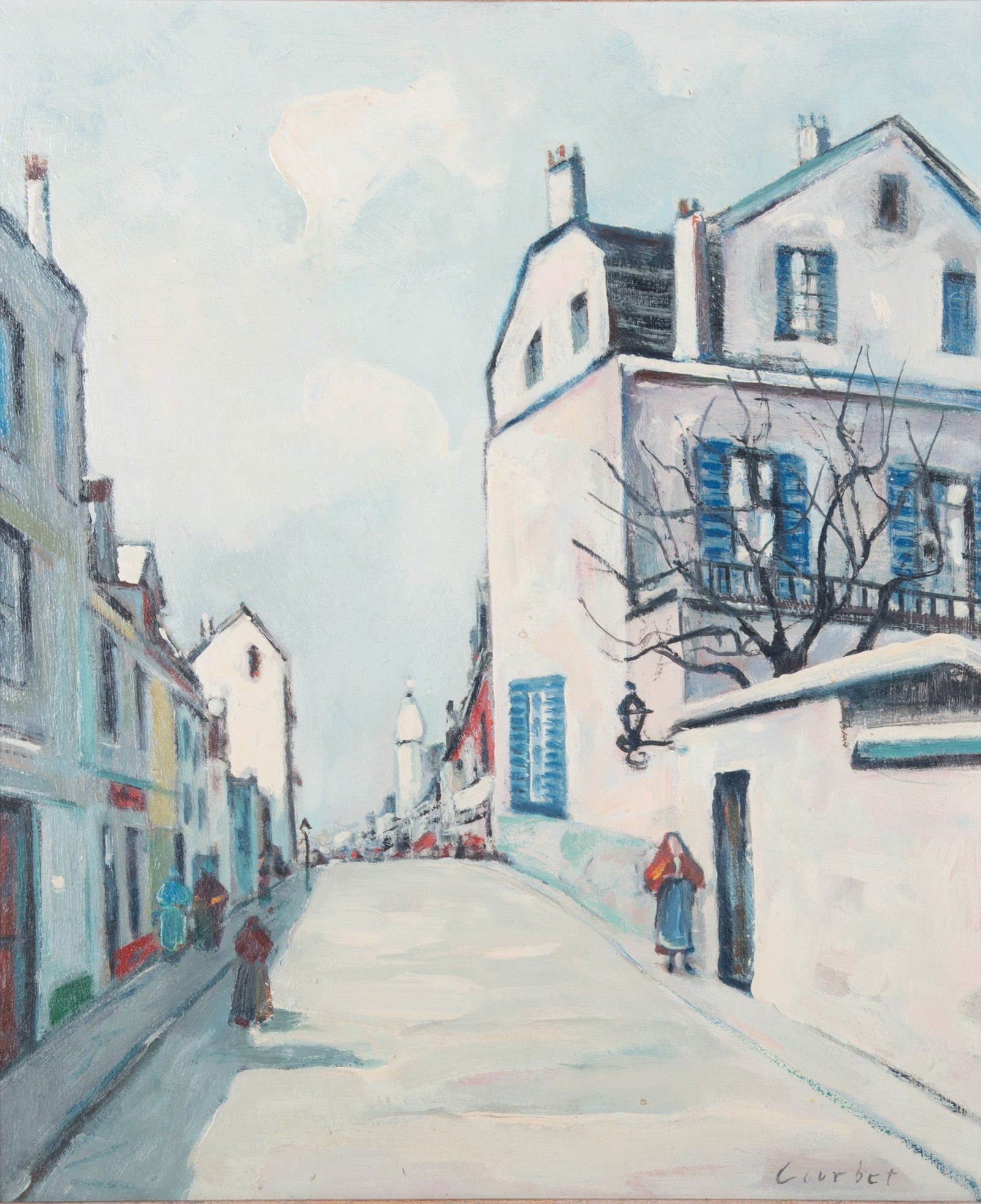 Courbet, France , Paris Street Scene, oil on panel (1 of 4)