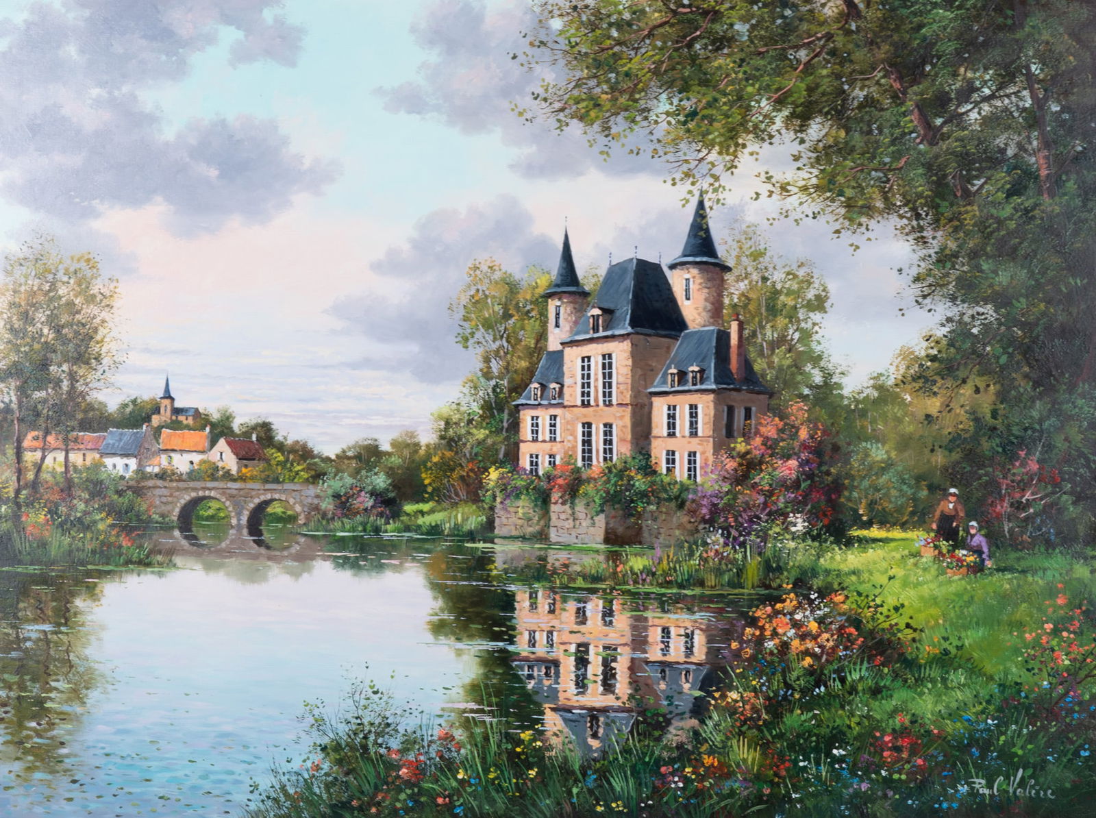 Paul Valere, France (1928-1992), French Chateau, oil on canvas (1 of 4)