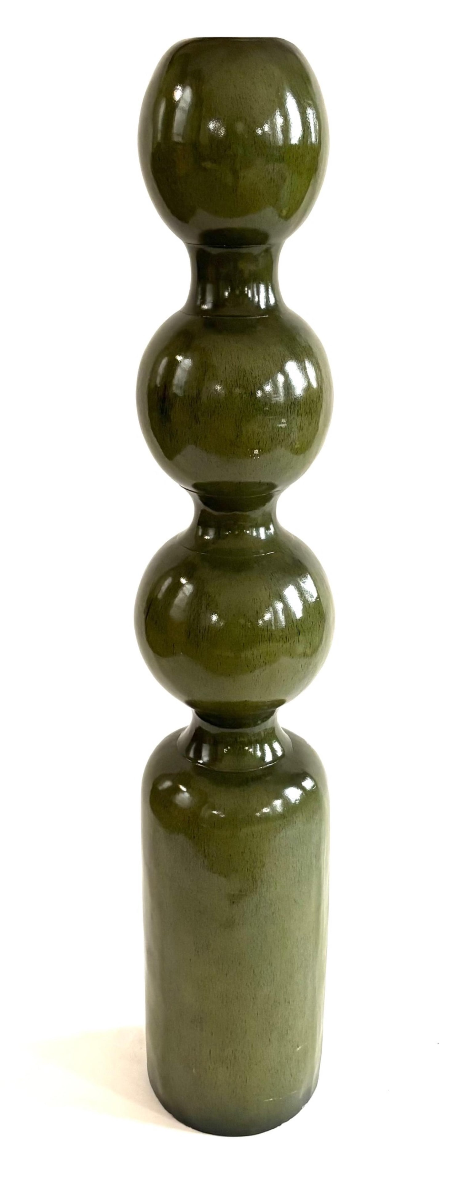 Green bulbous form floor vase, height: 65 inches: Green bulbous form floor vase, height: 65 inches