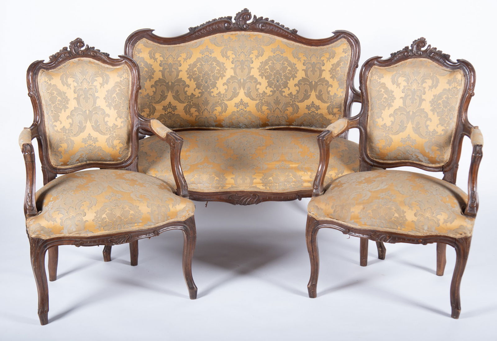 Nineteenth Century Louis XV Settee and A Pair Of Fauteuils (1 of 5)