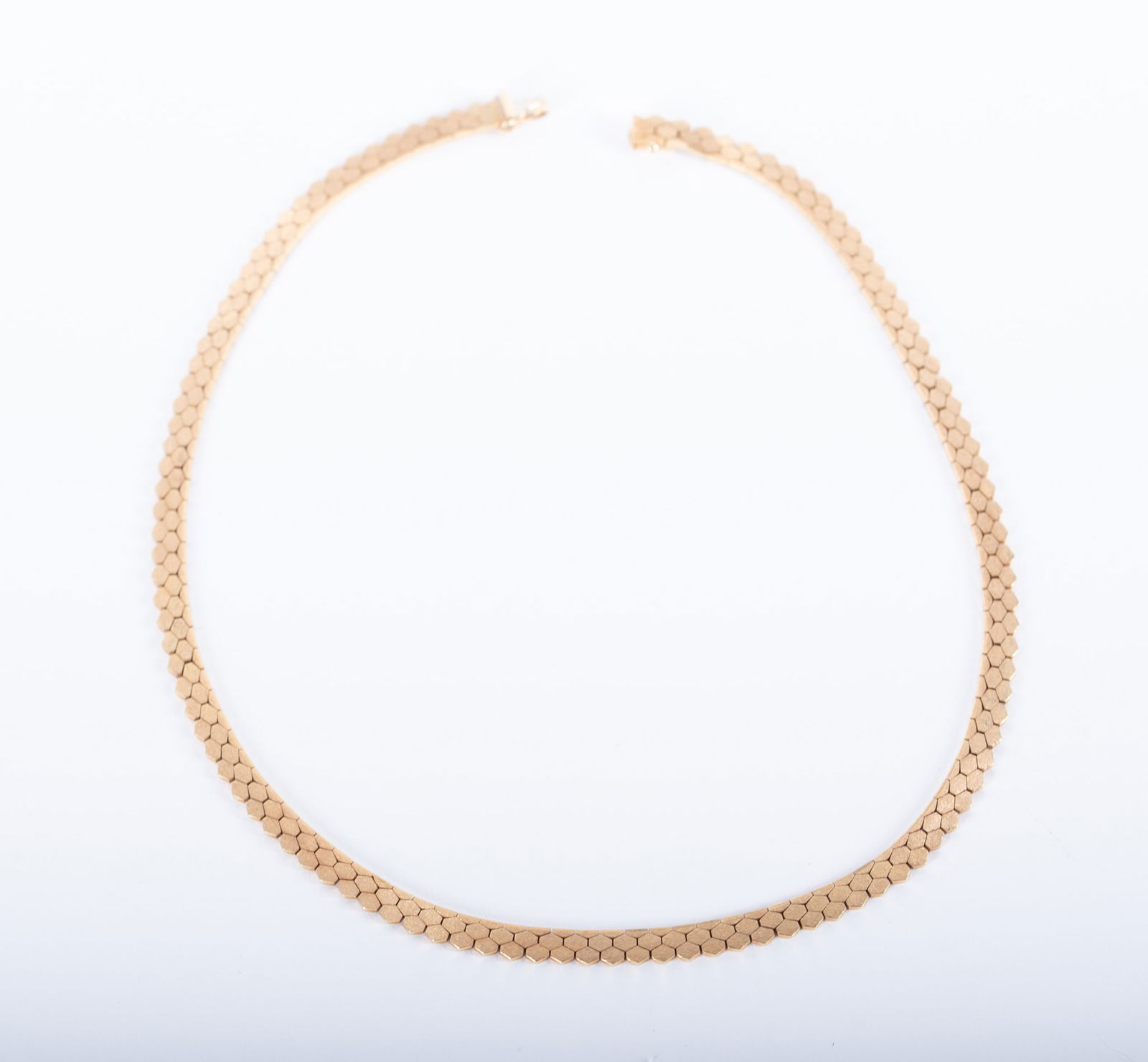 14K Yellow Gold Necklace with a Very Interesting Brushed Gold Design (1 of 3)