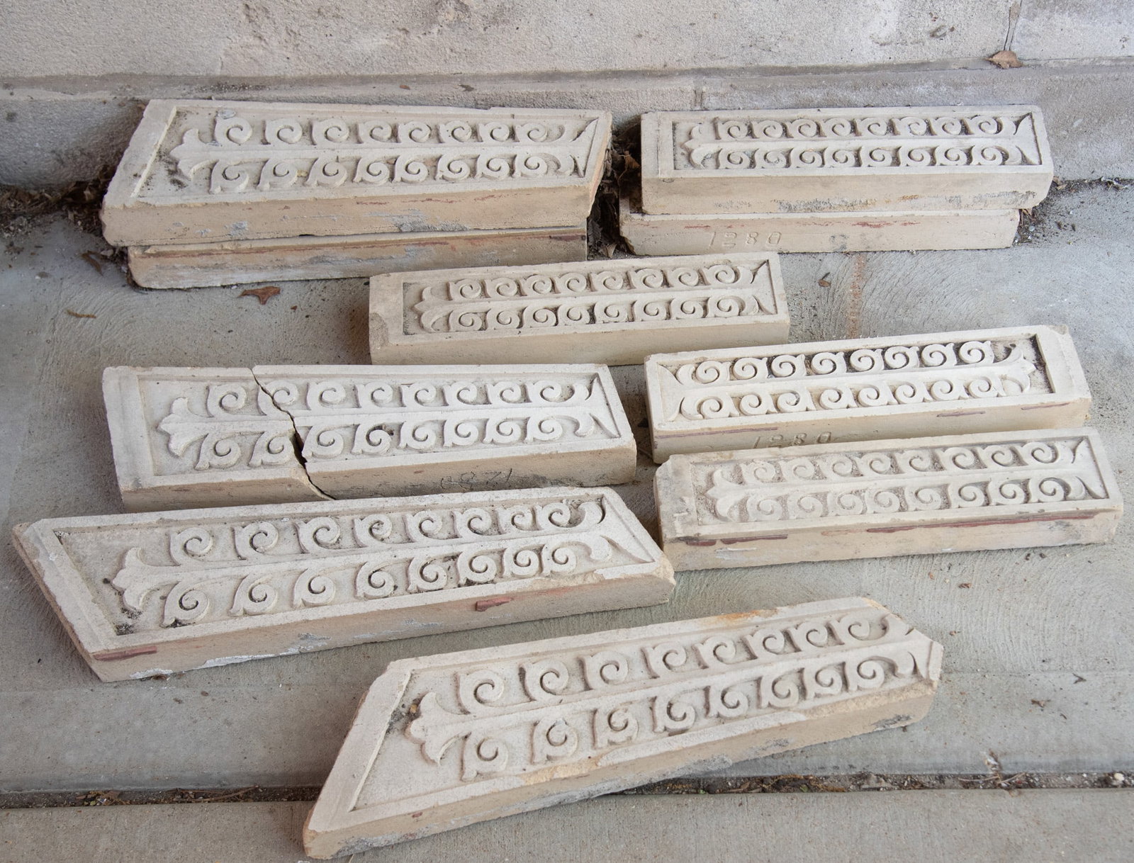 A Collection of Antique Glazed Terracotta Tiles (1 of 3)