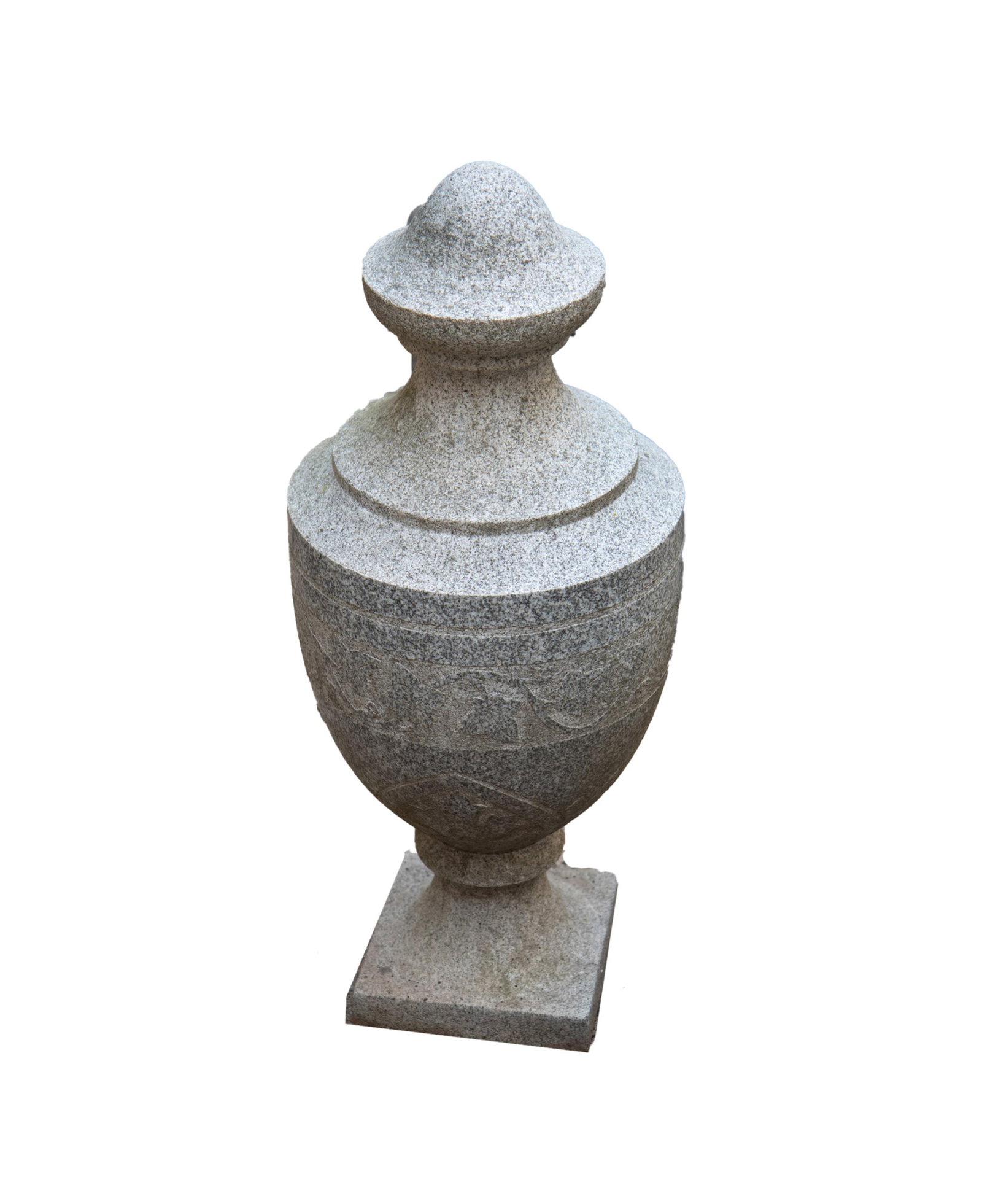 An Antique Carved and Shaped Granite Garden Urn, 19th Century (1 of 4)
