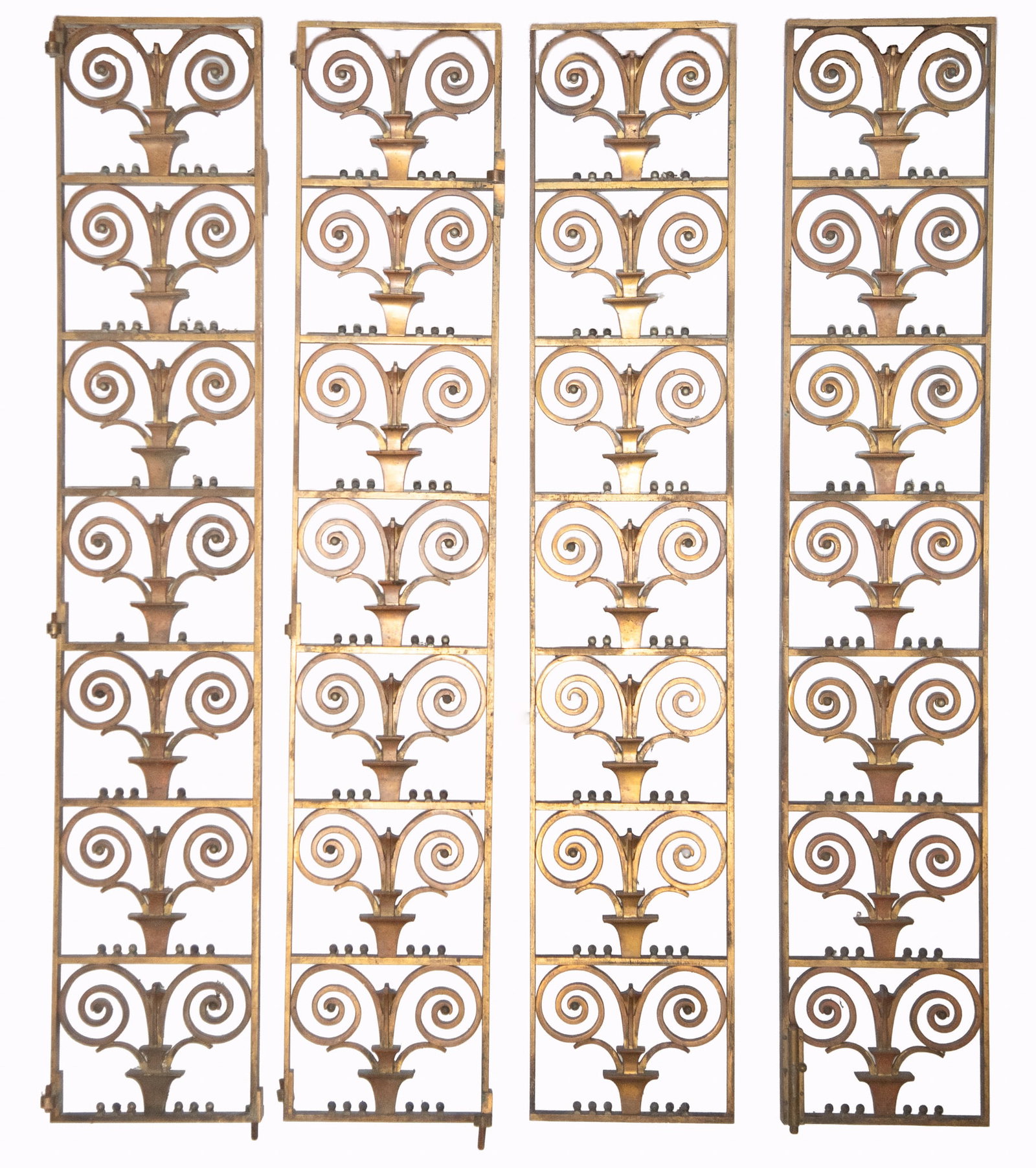 Art Deco Architectural Bronze Doors, St. Louis Cathedral Basilica: Art Deco Architectural Bronze Doors, St. Louis Cathedral Basilica Four panels with intricate Deco design featuring repetitive flowing designs in the stylized fountain motif / sprays. 78 x 14 1/2