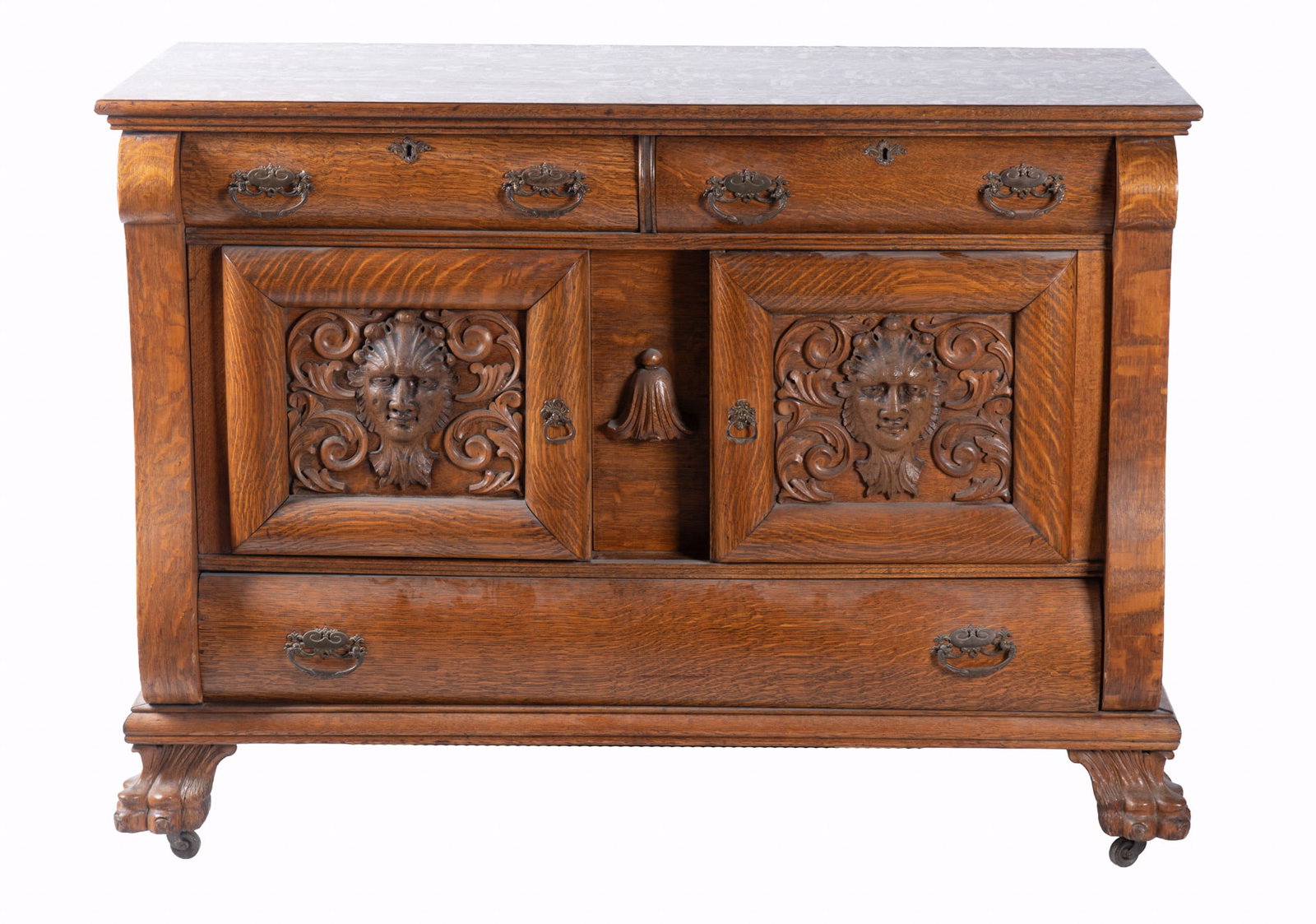 Early 20th Century American Tiger Oak Dining Room Buffet (1 of 4)