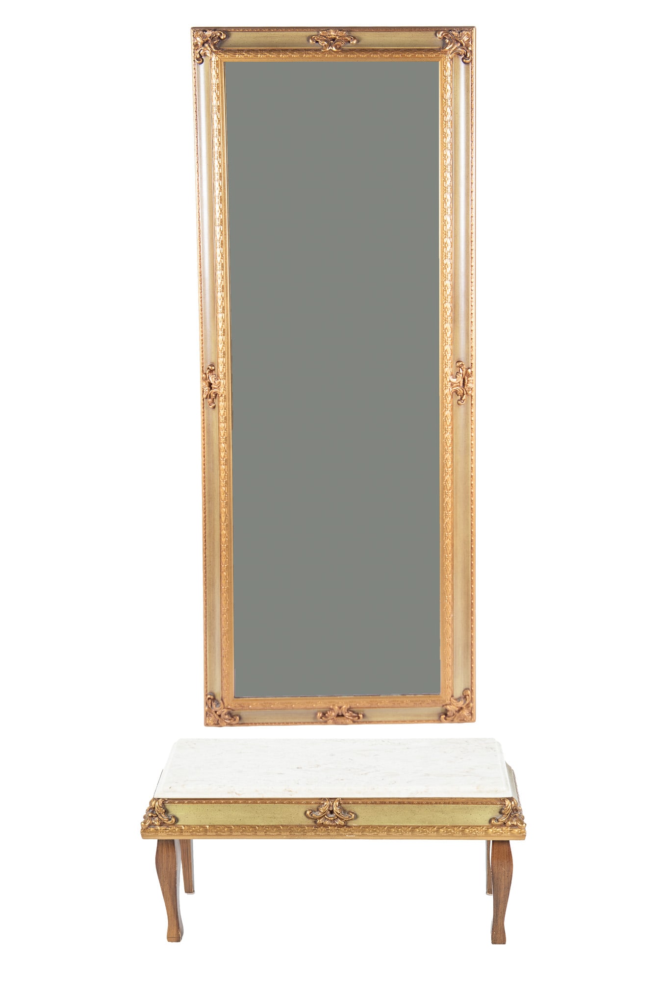 Continental Style Giltwood Mirror and Marble Top Console Table, 20th Century (1 of 2)