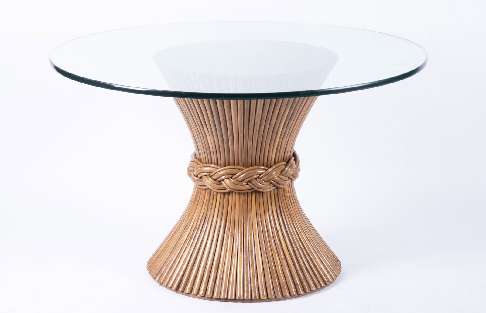 McGuire Sheaf of Wheat Glass Top Dining Table (1 of 3)