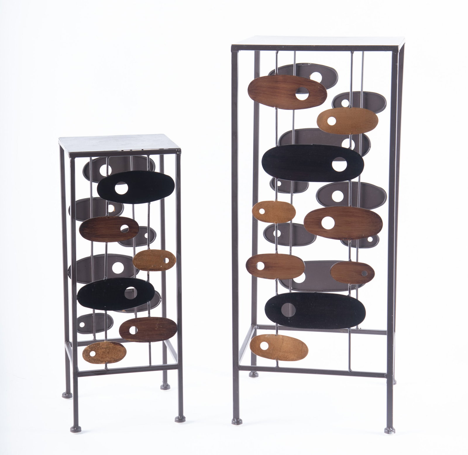 Two Matching Mid Century Modern Design Metal Plant Stands (1 of 3)