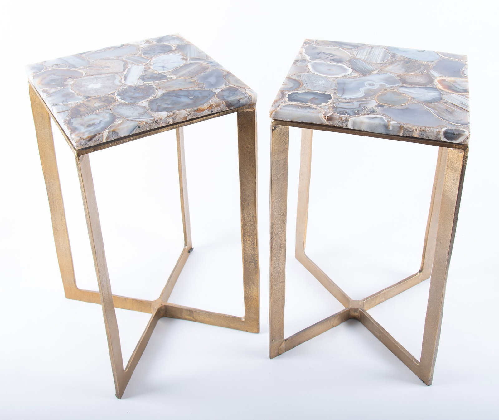 Pair of Contemporary Agate Topped Side Tables (1 of 4)