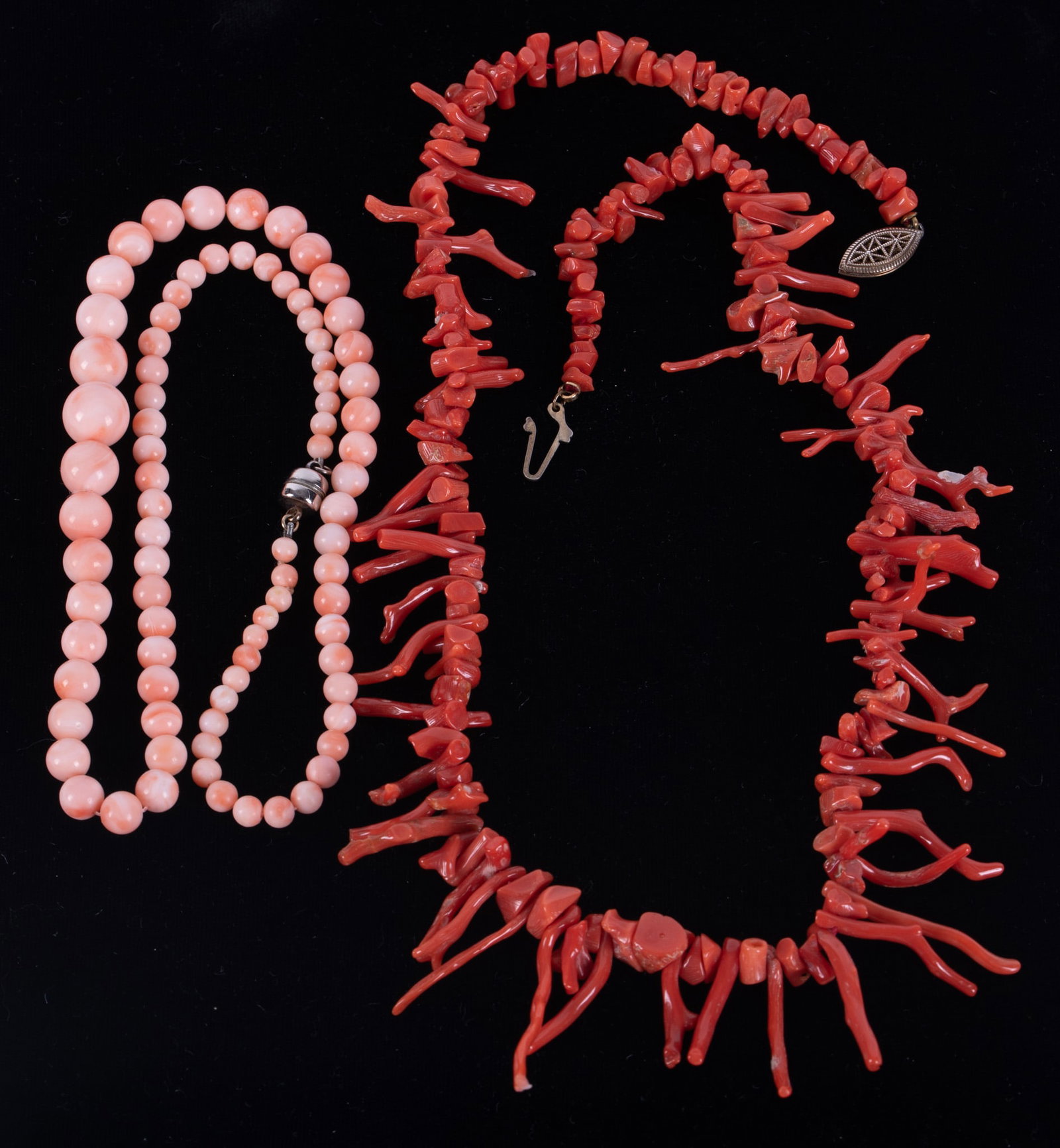 Angel Skin Coral Necklace along with a Branch Coral Necklace (1 of 2)