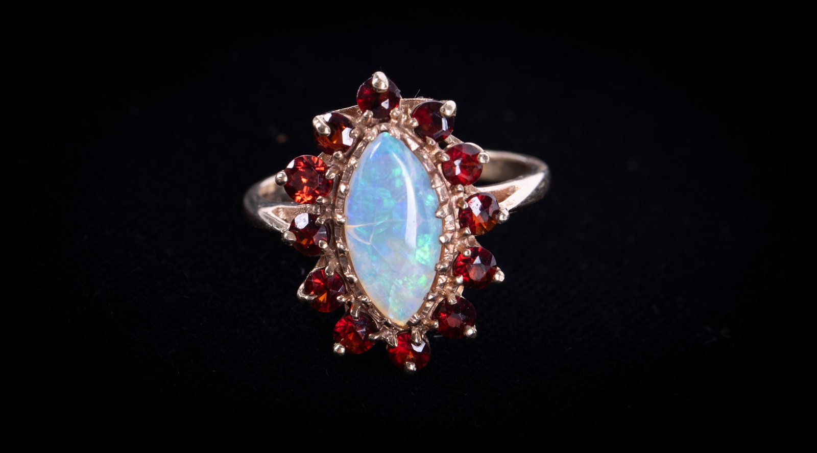 10K Yellow Gold Ring set with Opal & Garnet (1 of 2)