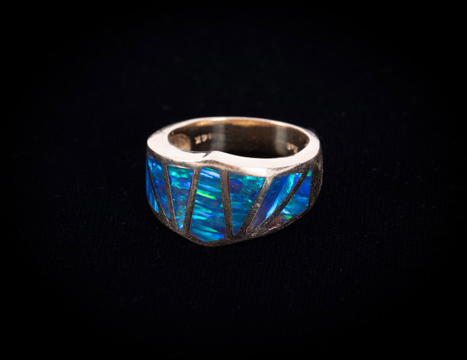 14K Yellow Gold Ring set with Geometric Opal Inlay (1 of 4)