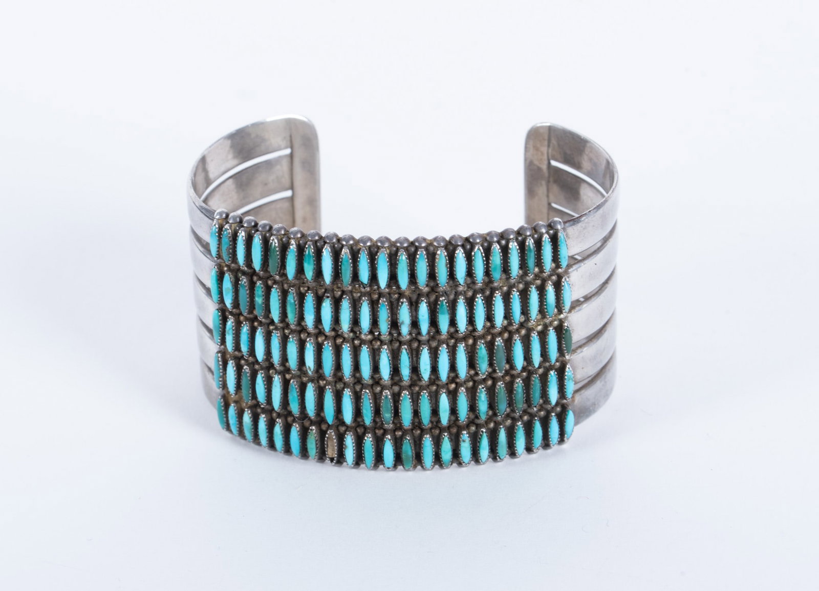 Vintage Zuni Sterling Turquoise Petit Point Cuff (1 of 2)