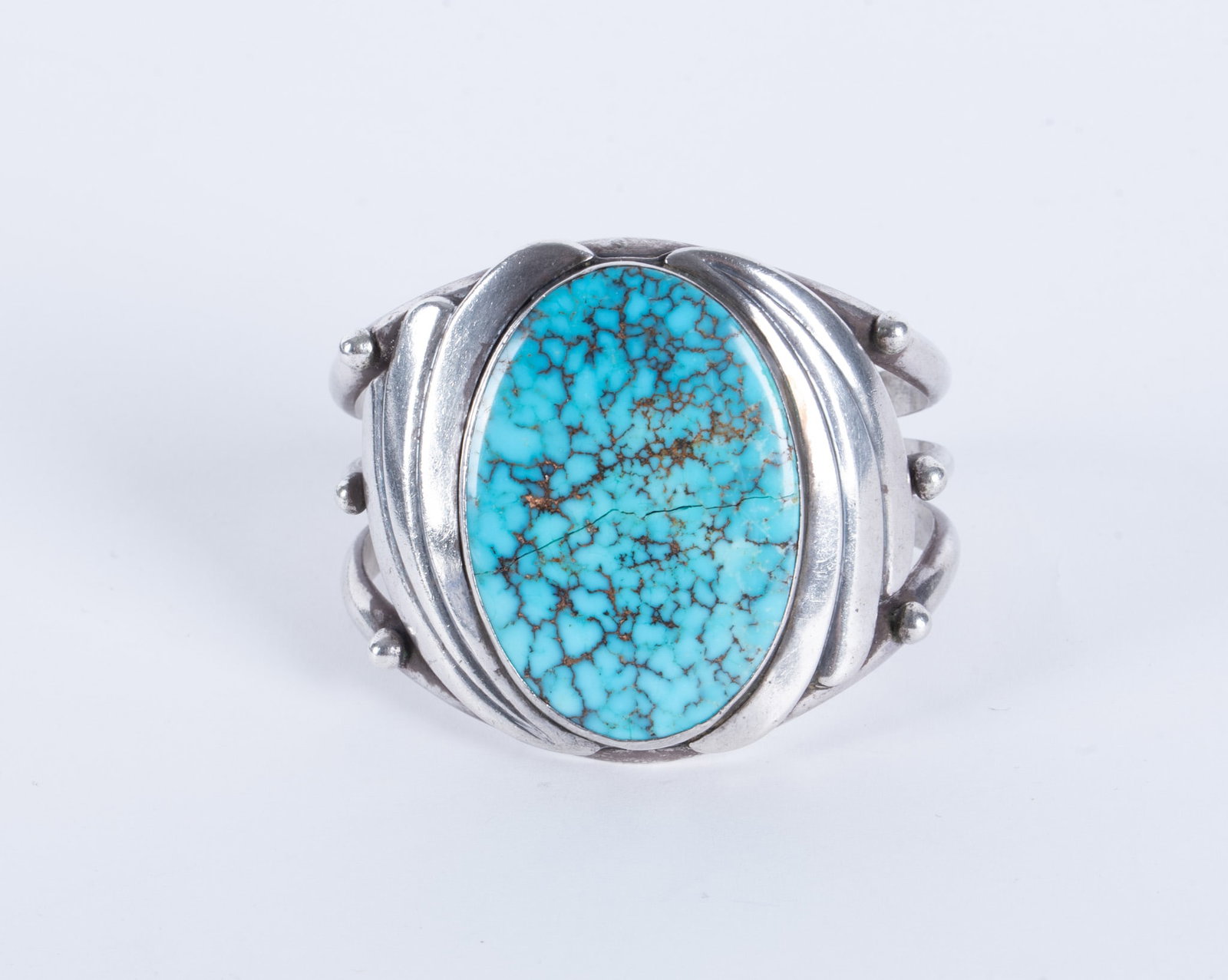 Native American Sterling Cuff set with Spider Web Turquoise (1 of 3)