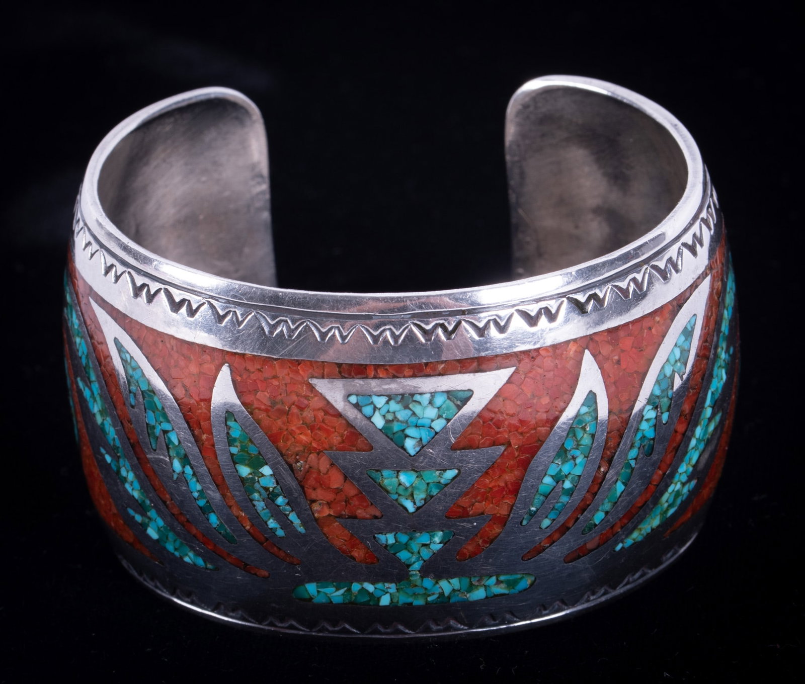A JTS Native American Cuff Bracelet Handcrafted by Juan T. Singer (1 of 2)