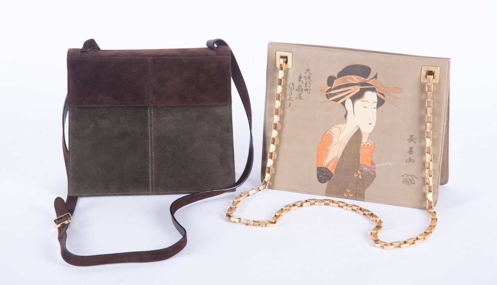 Vintage Salvatore Ferragamo Suede Purse along with an ICON Asian Style Purse (1 of 2)