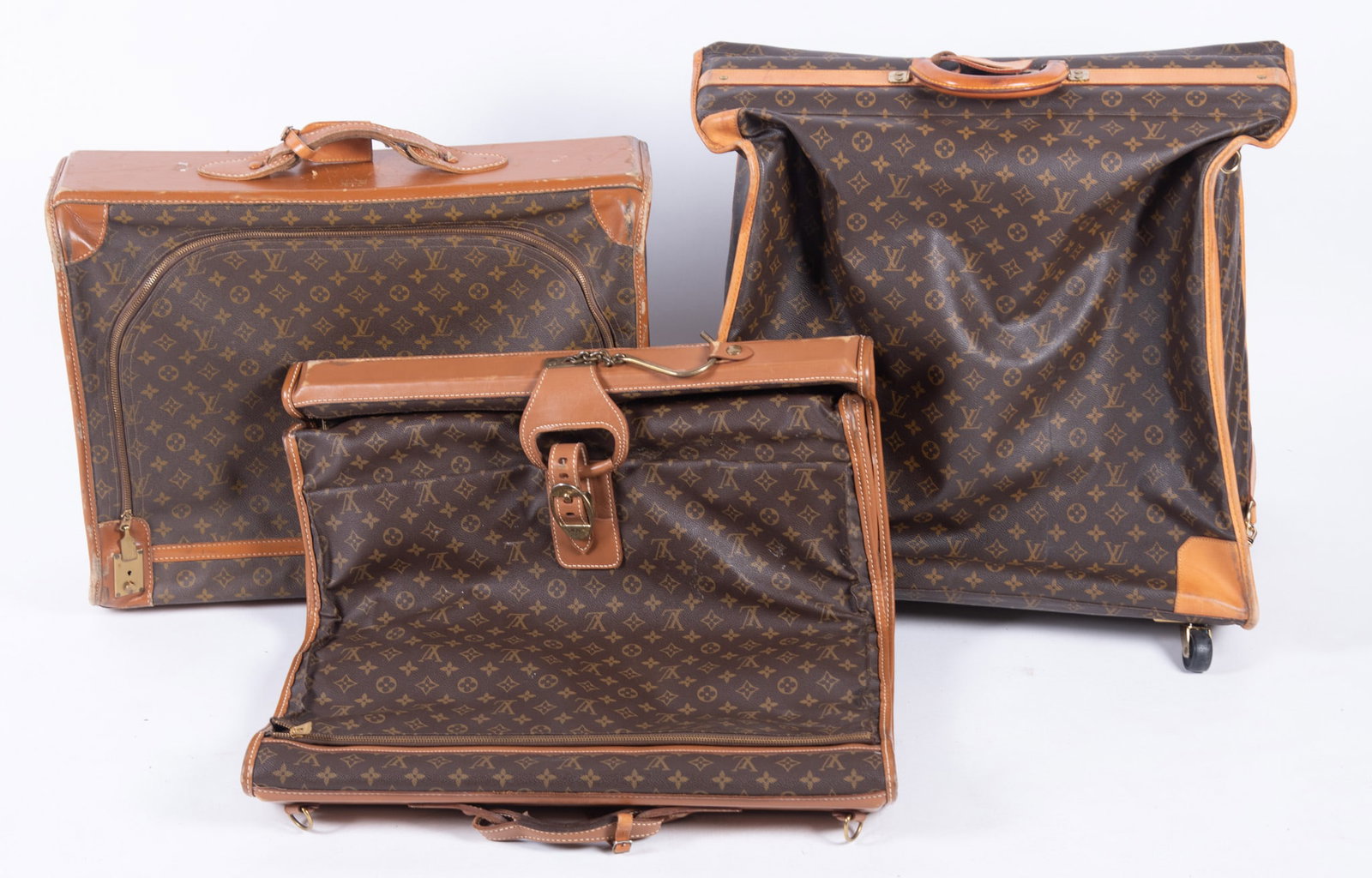 Two Vintage Louis Vuitton Garment Bags and One Louis Vuitton Suitcase (3 pieces) (1 of 3)