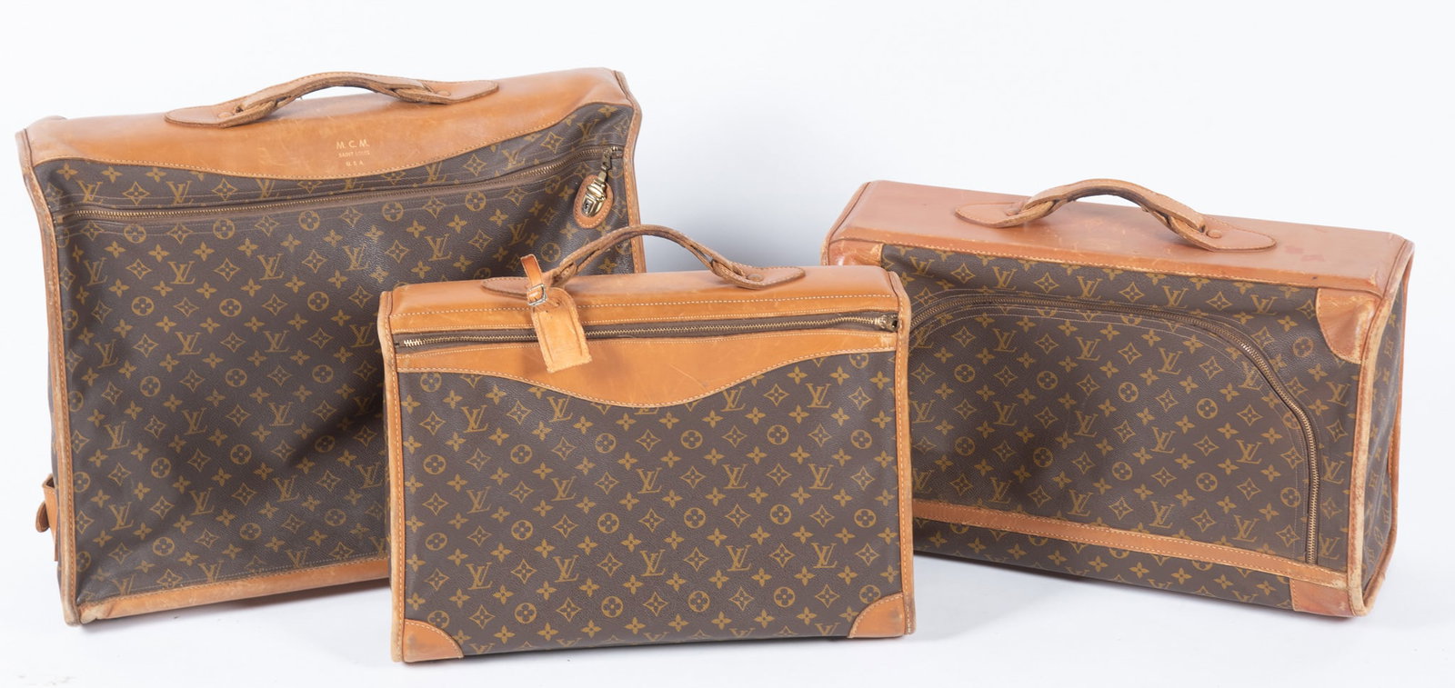 Two Vintage Louis Vuitton Soft Suitcases and One Louis Vuitton Garment Bag (3 pieces) (1 of 4)