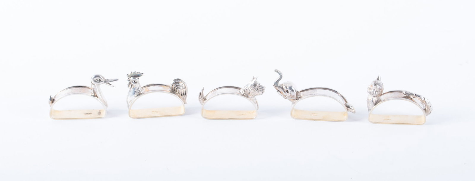 Five Sterling Silver Children's Napkin Rings of Animal Form (1 of 4)