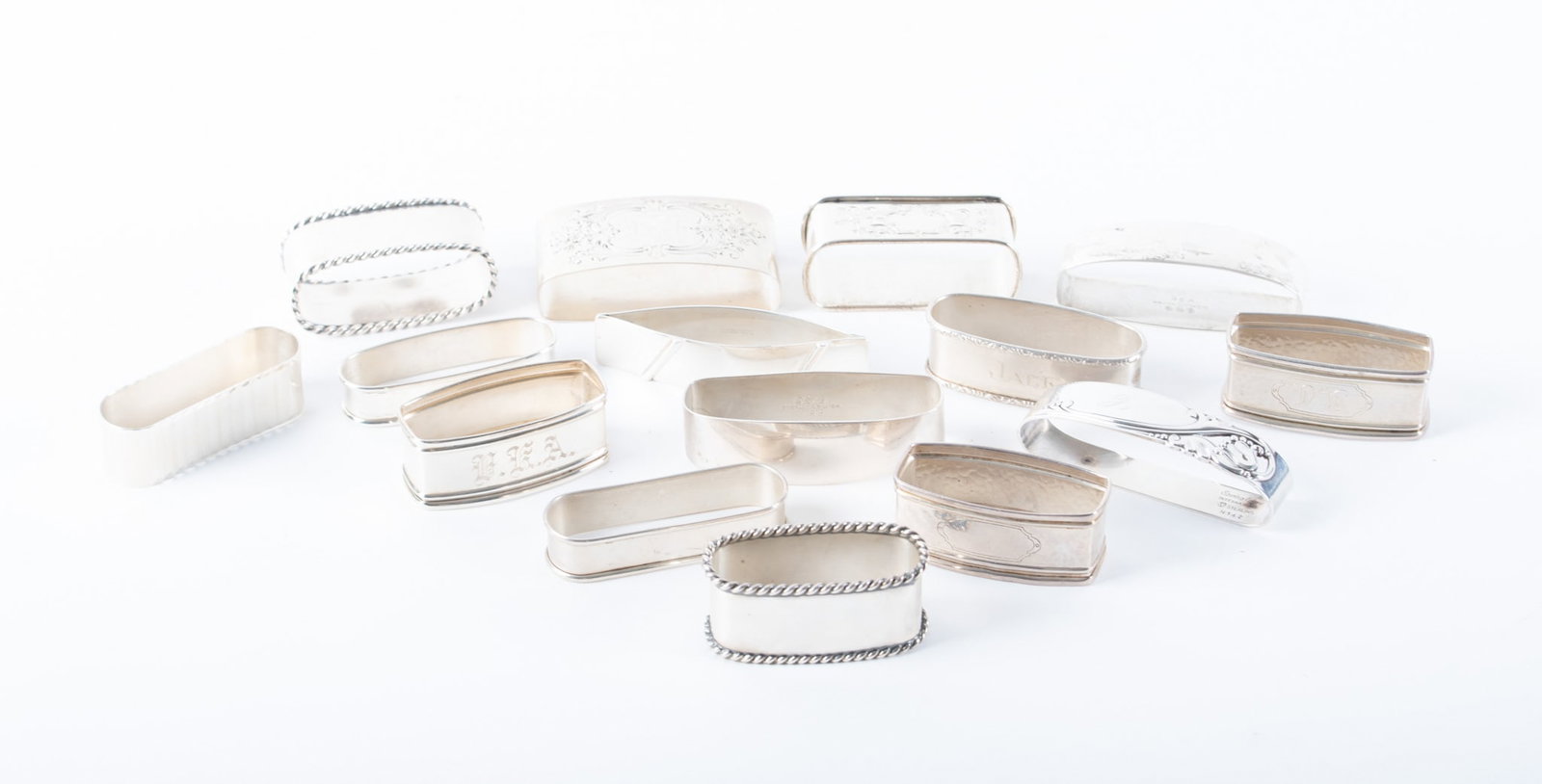 Collection of Fifteen Sterling Napkin Holders (1 of 3)