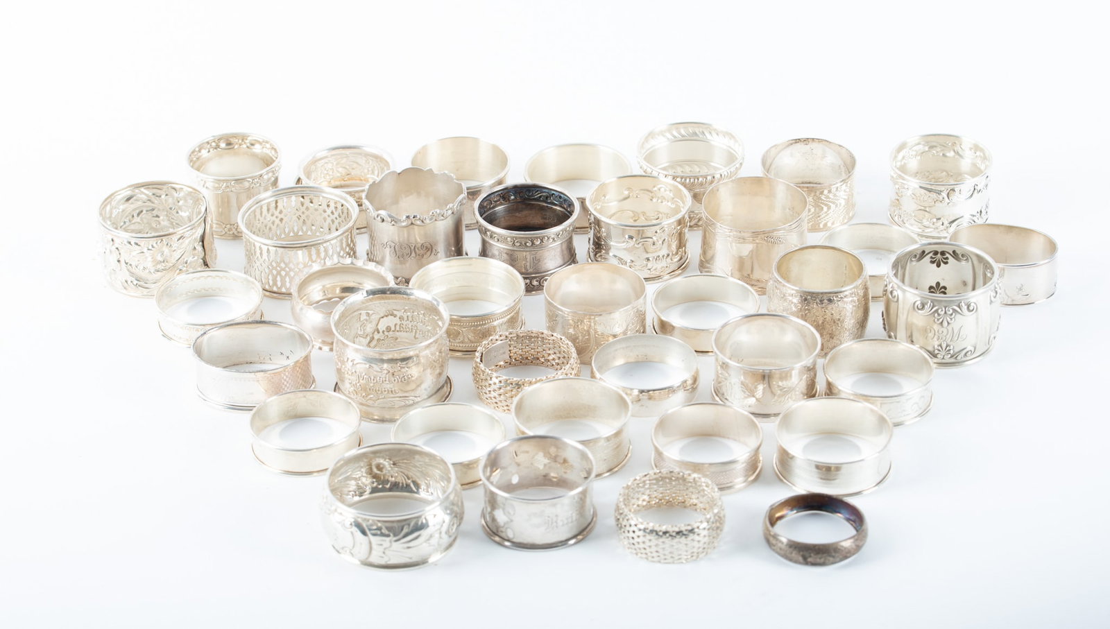 Large Collection of Sterling Napkin Rings (1 of 3)