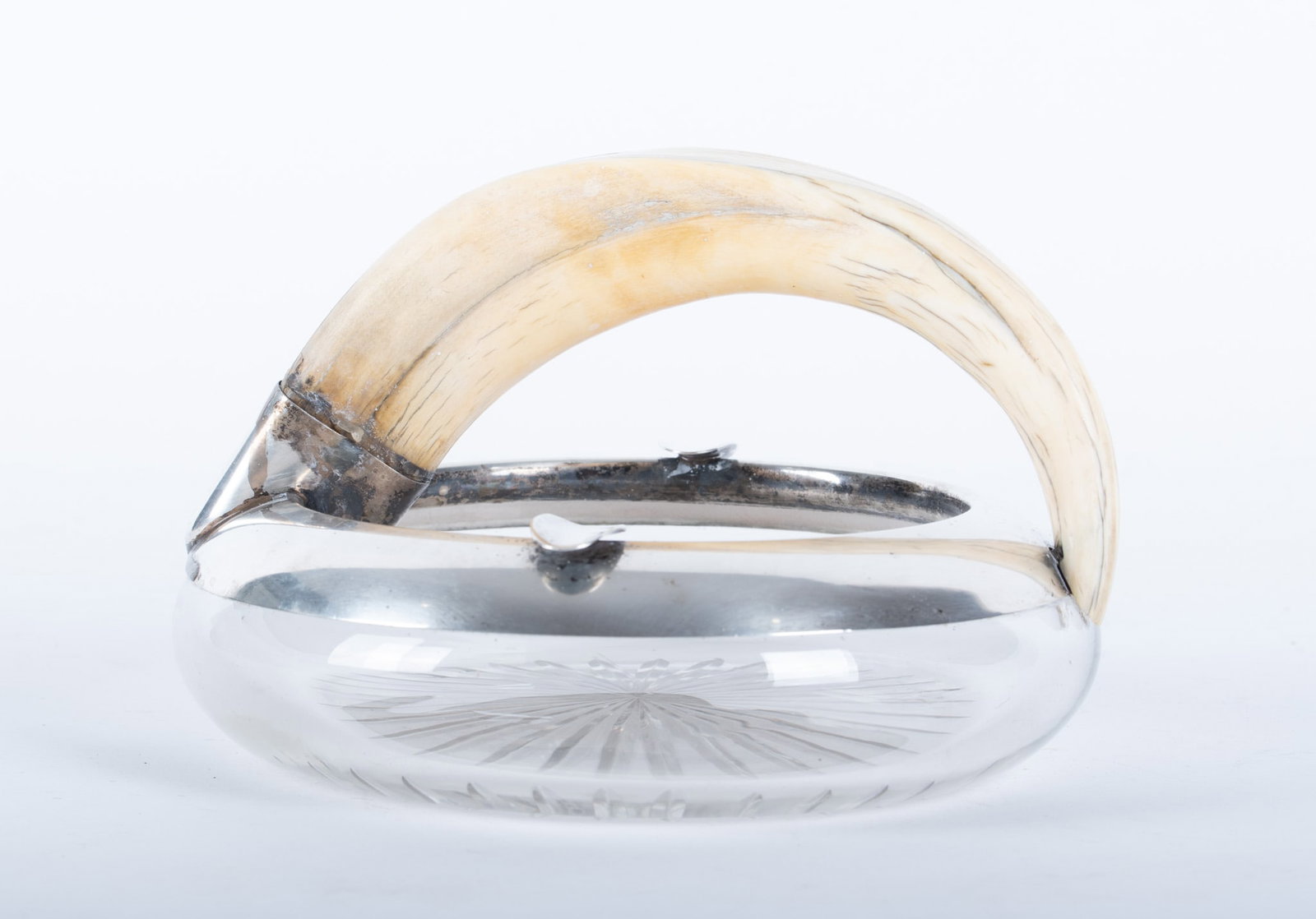 German, Boar Tusk, Silver and Glass Ashtray (1 of 3)