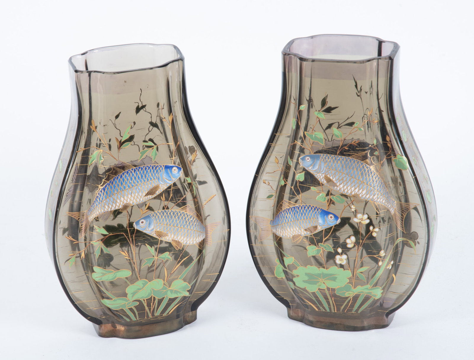 A Fine Pair of Moser Enameled Glass Vases (1 of 3)