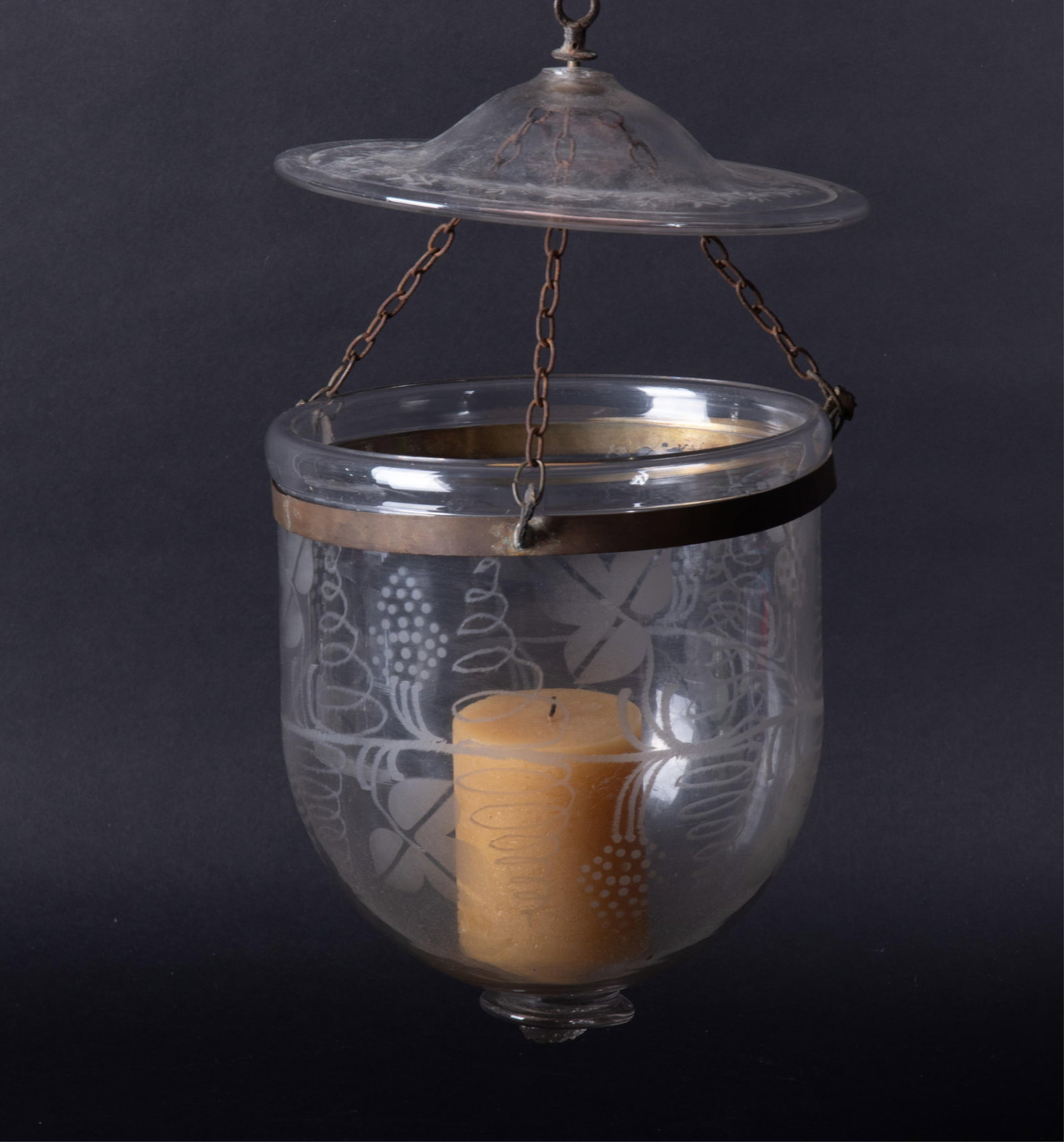 An Antique English Regency Blown and Etched Glass Hall Lantern (1 of 3)